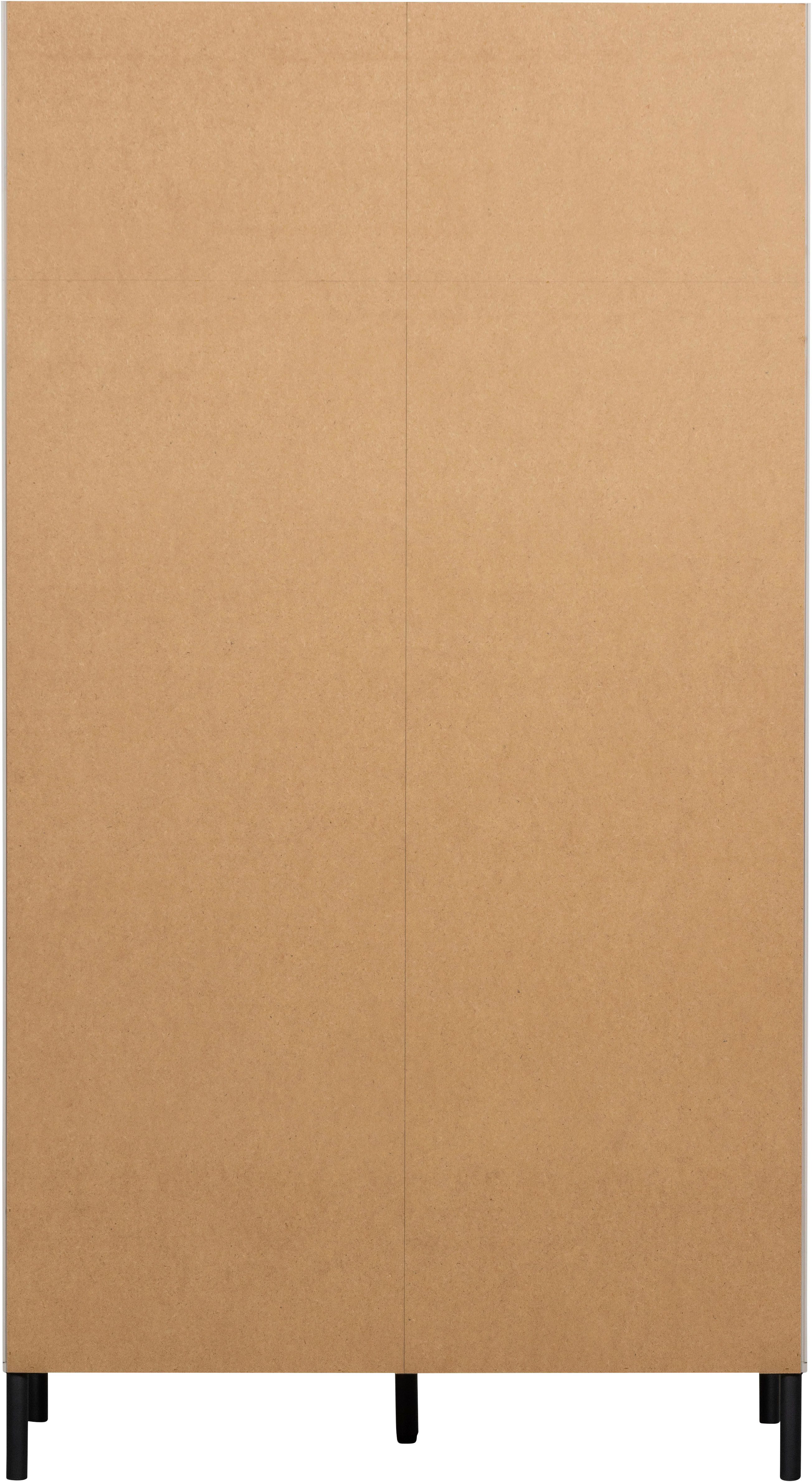 WOOOD Garderobenschrank Xina mit geschliffener Oberfläche und HDF-Rückwand (2-türig) FSC® Massivkiefer, 15 cm Standfuß, Hänge- und Legbereich