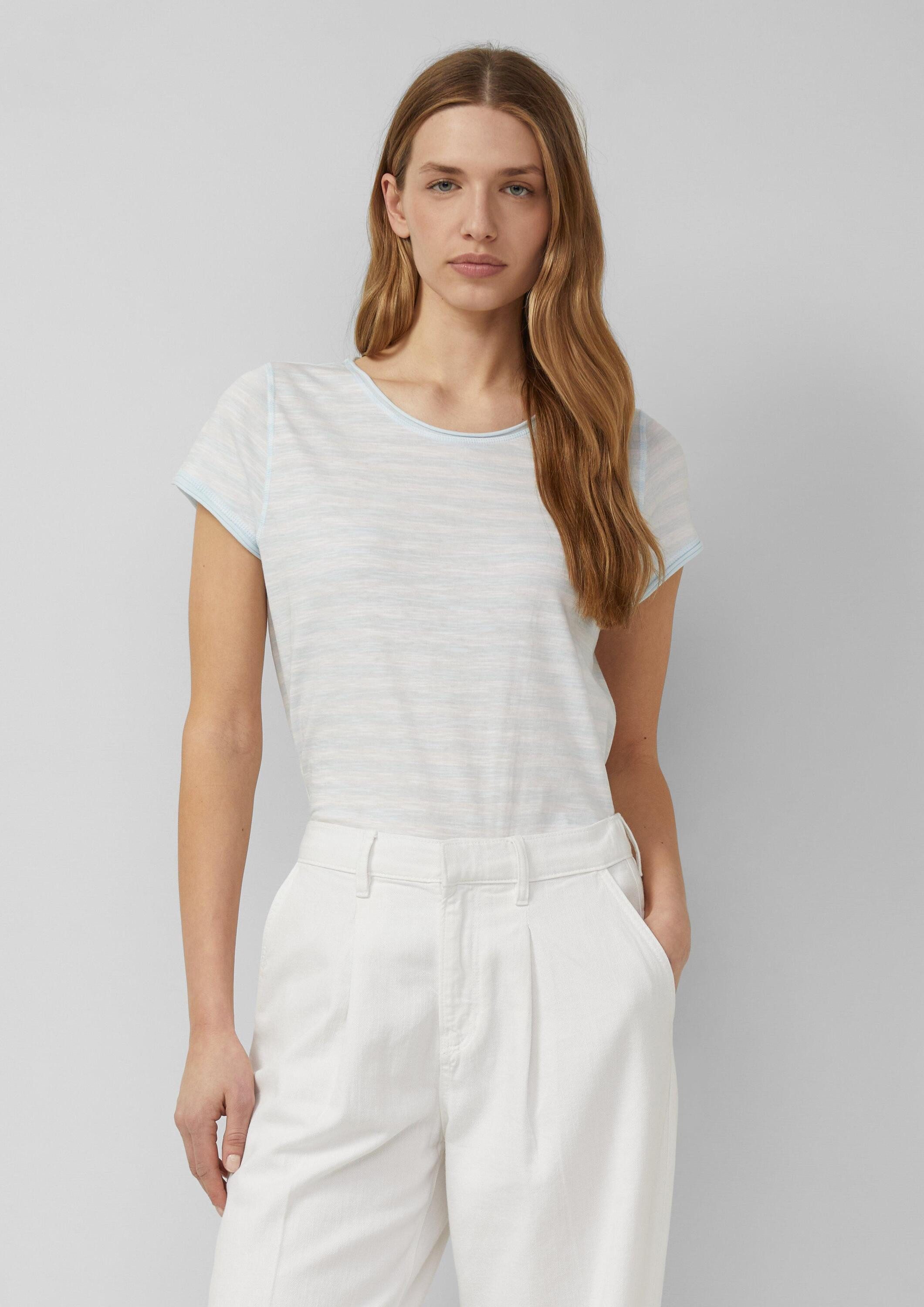 s.Oliver Kurzarmshirt T-Shirt T-Shirt mit Rollkanten und Flammgarnstruktur
