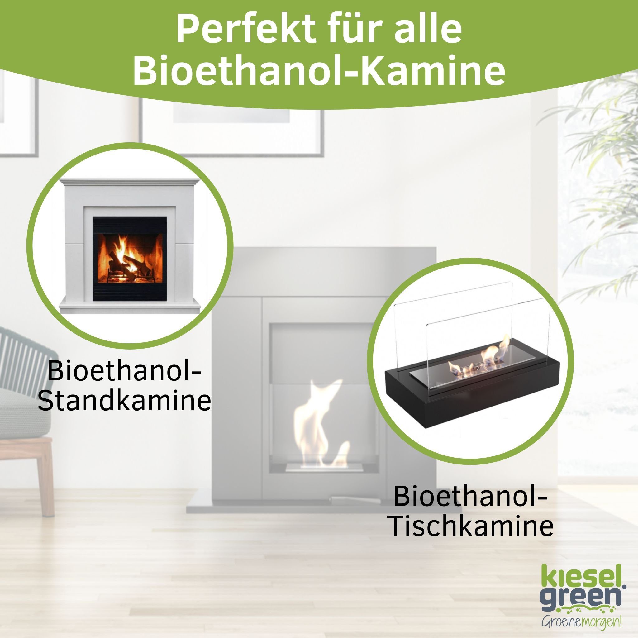 KieselGreen Bioethanol KieselGreen Bioethanol Flasche 12 x 1 Liter mit Duft für Ethanol-Kamin