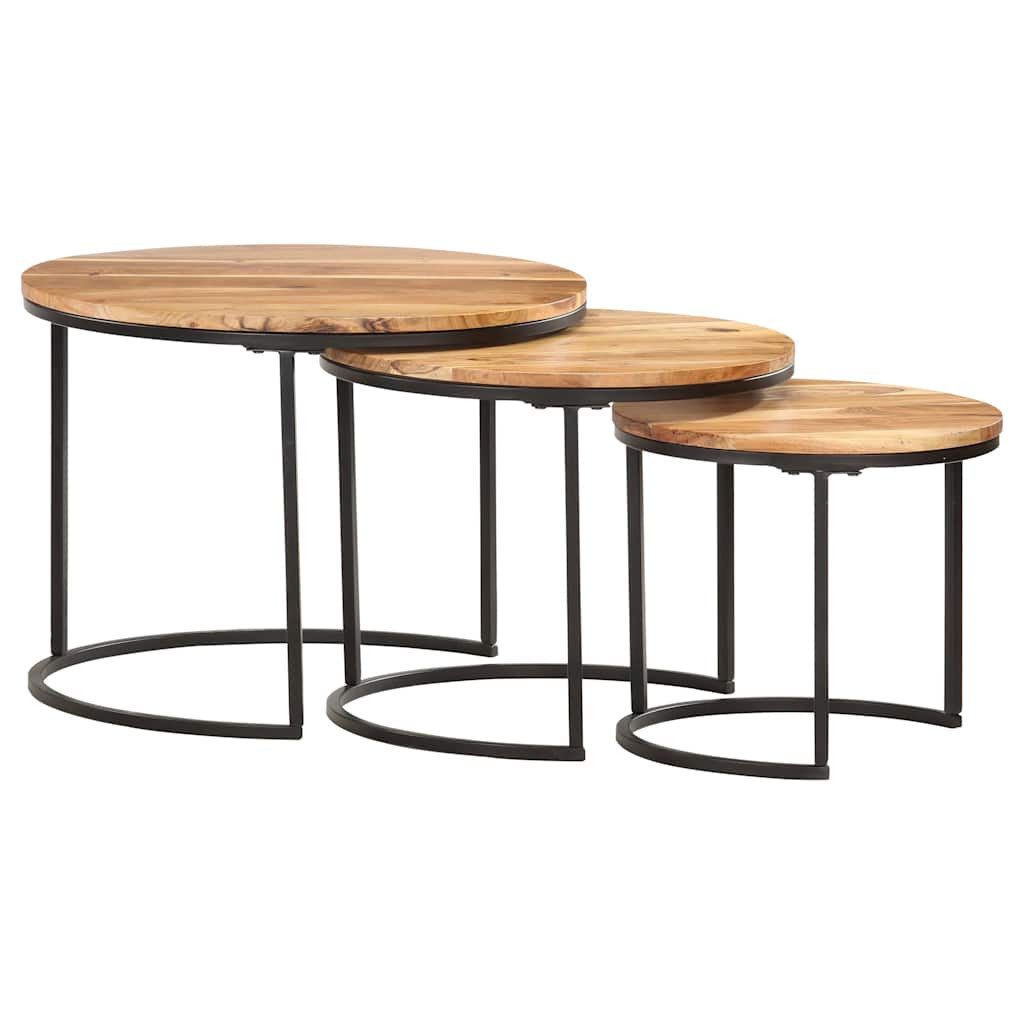 tinkaro Couchtisch Satztische 3 Stk. rund MAIT Massivholz Beistelltische (1-St)