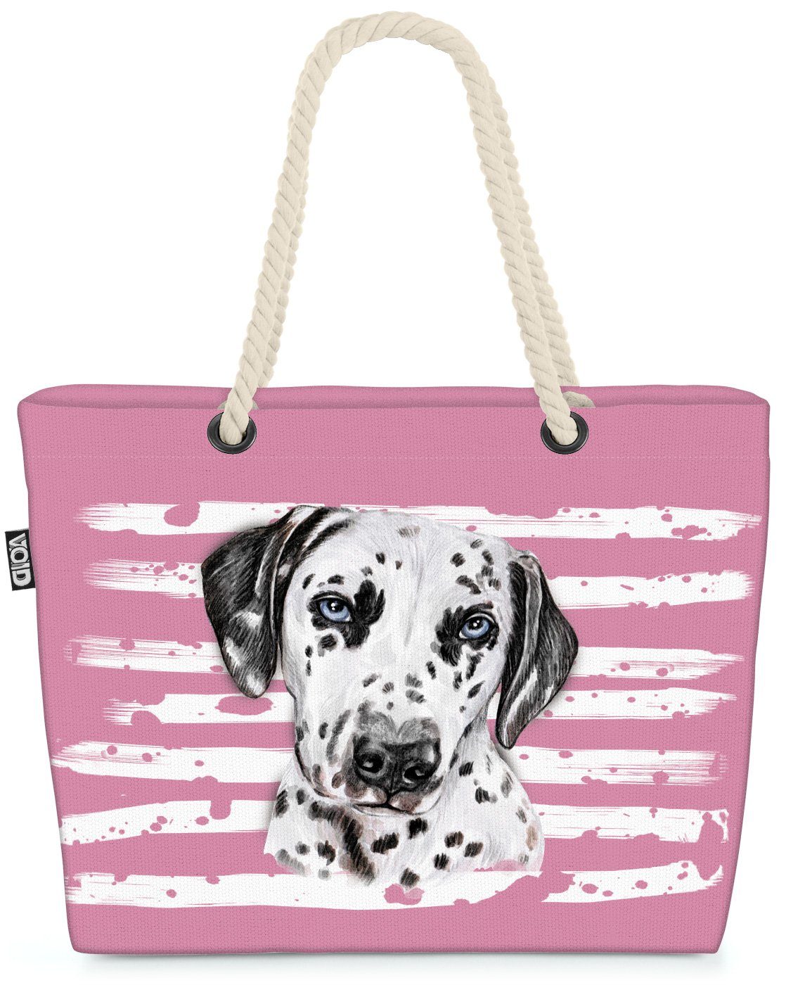 VOID Strandtasche (1-tlg), Dalmatiner Hund Haustier Hundetasche rosa