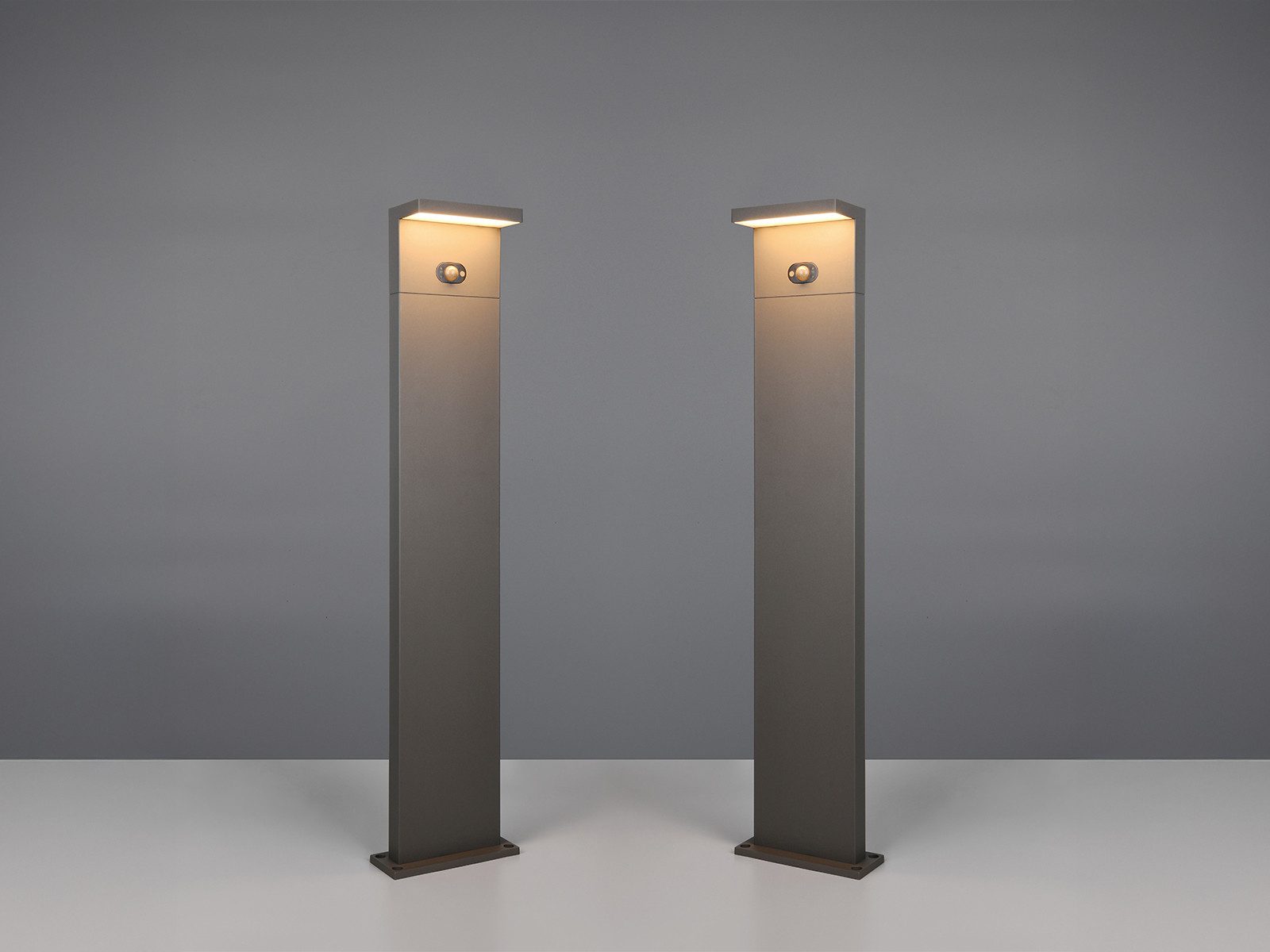 TRIO Leuchten LED Pollerleuchte, Bewegungsmelder, LED fest integriert, Warmweiß, Neutralweiß, 2er Set HYBRID Garten Wegbeleuchtung mit Strom und Solar, Höhe 100cm