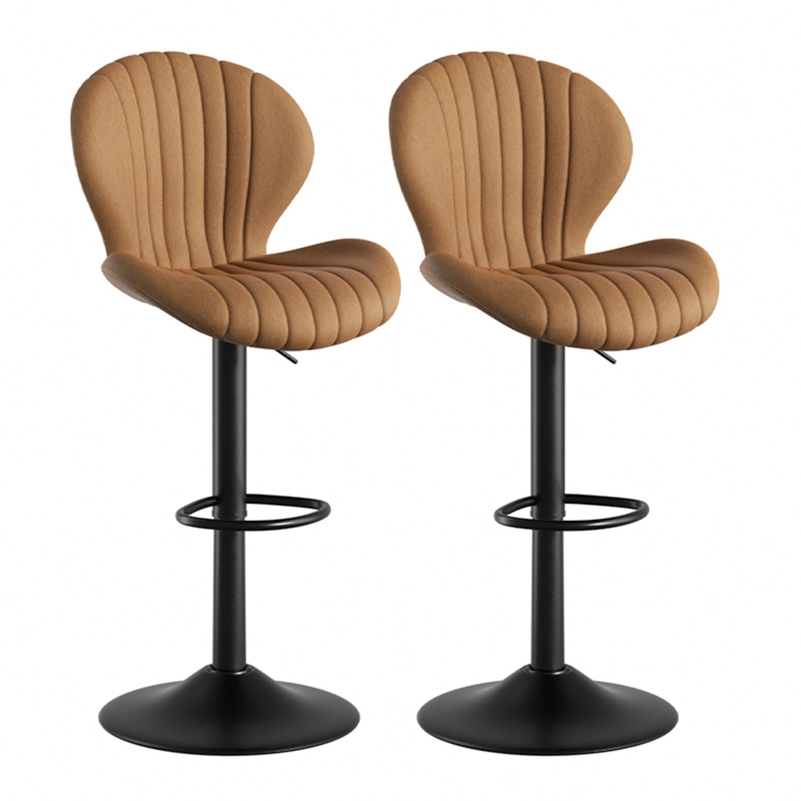 HawthyHome Barhocker Drehhocker, Höhenverstellbare Barstühle mit Rückenlehne (2 St., 2er Set), 360°Drehbar, mit Fußstütze und Fabric-Bezug