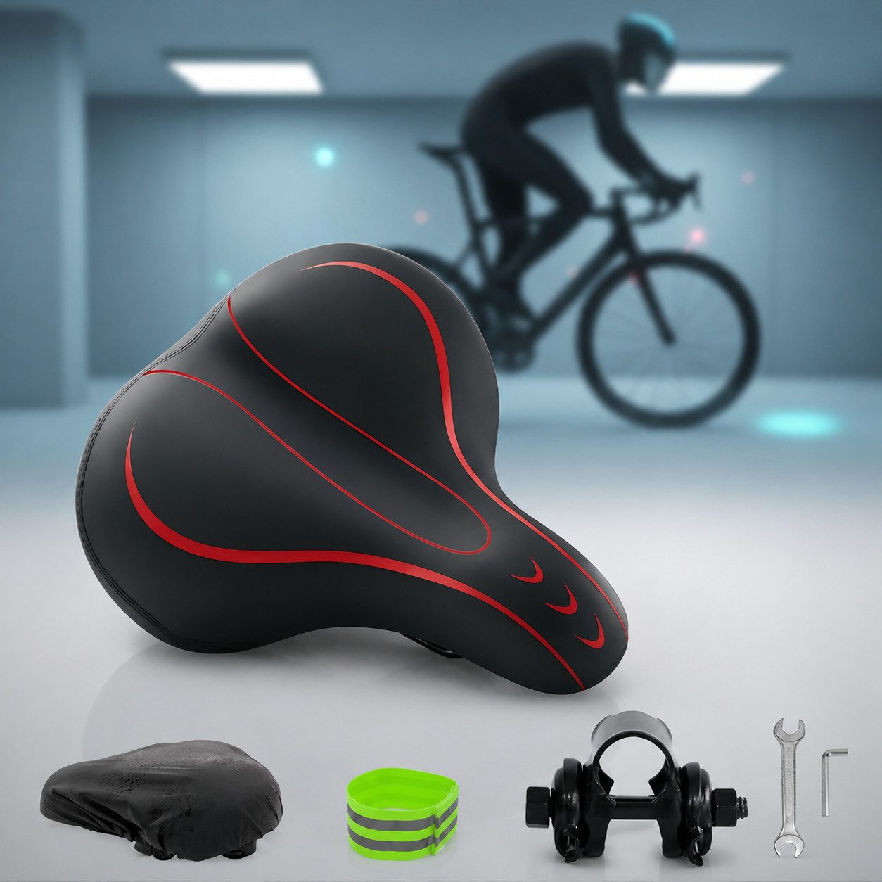 ibettertec Fahrradsattel Fahrradsattel Ergonomischer für Herren/Damen,Universeller Ersatzsattel (Universeller Ersatzsattel für Heimtrainer, MTB, E-Bike, Cityrad & Rennrad,Atmungsaktiv,mit Werkzeug, Mit wasserdichter Abdeckung), Wasserdicht Leder,mit überzug & Schraubenschlüssel