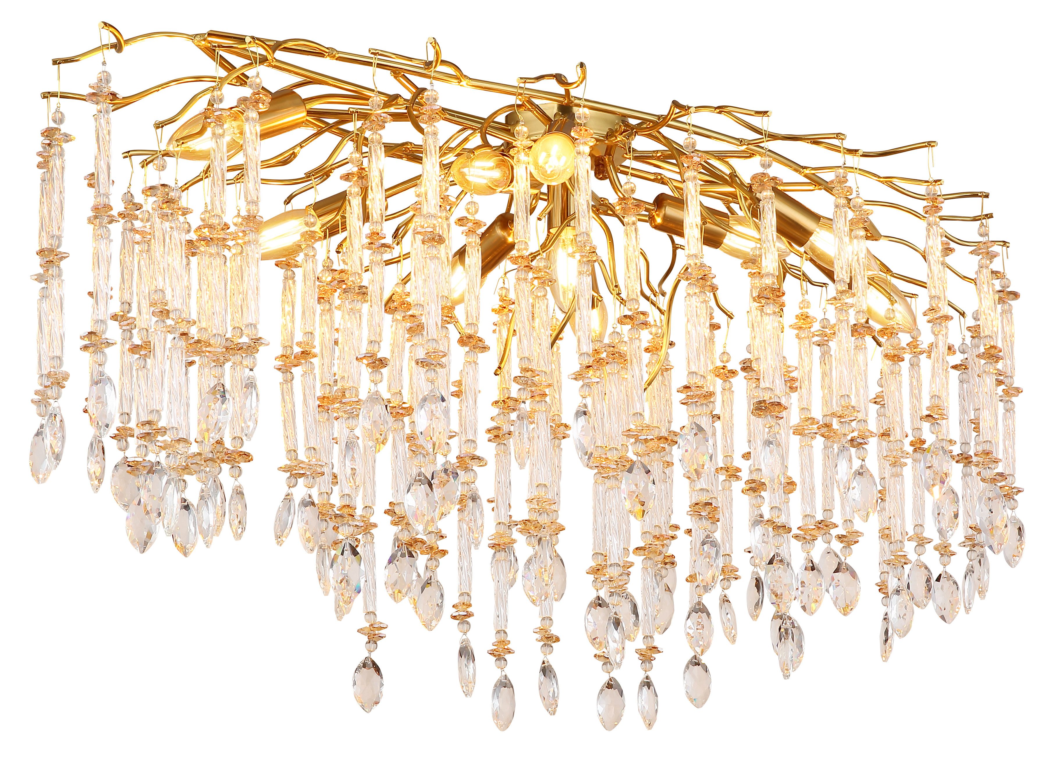 GLOBO LIGHTING Deckenleuchte GLORIA, Leuchtmittel wechselbar, Kristall Deckenleuchte für Wohn- & Esszimmer, gold