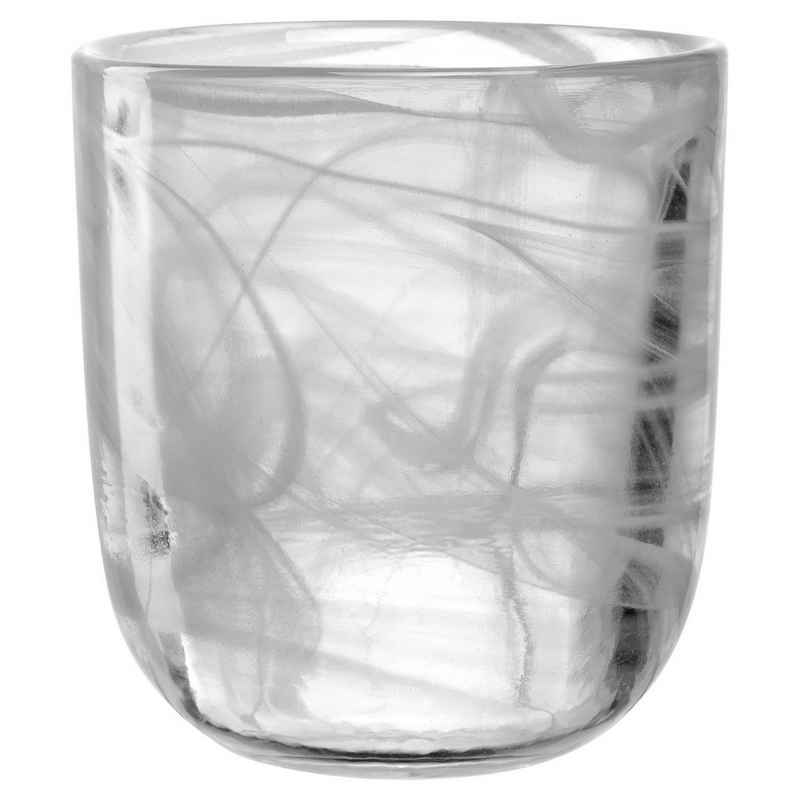 LEONARDO Windlicht SALERNO, Ø 10 x H 11,5 cm, Transparent, Weiß, (1 St), Glas