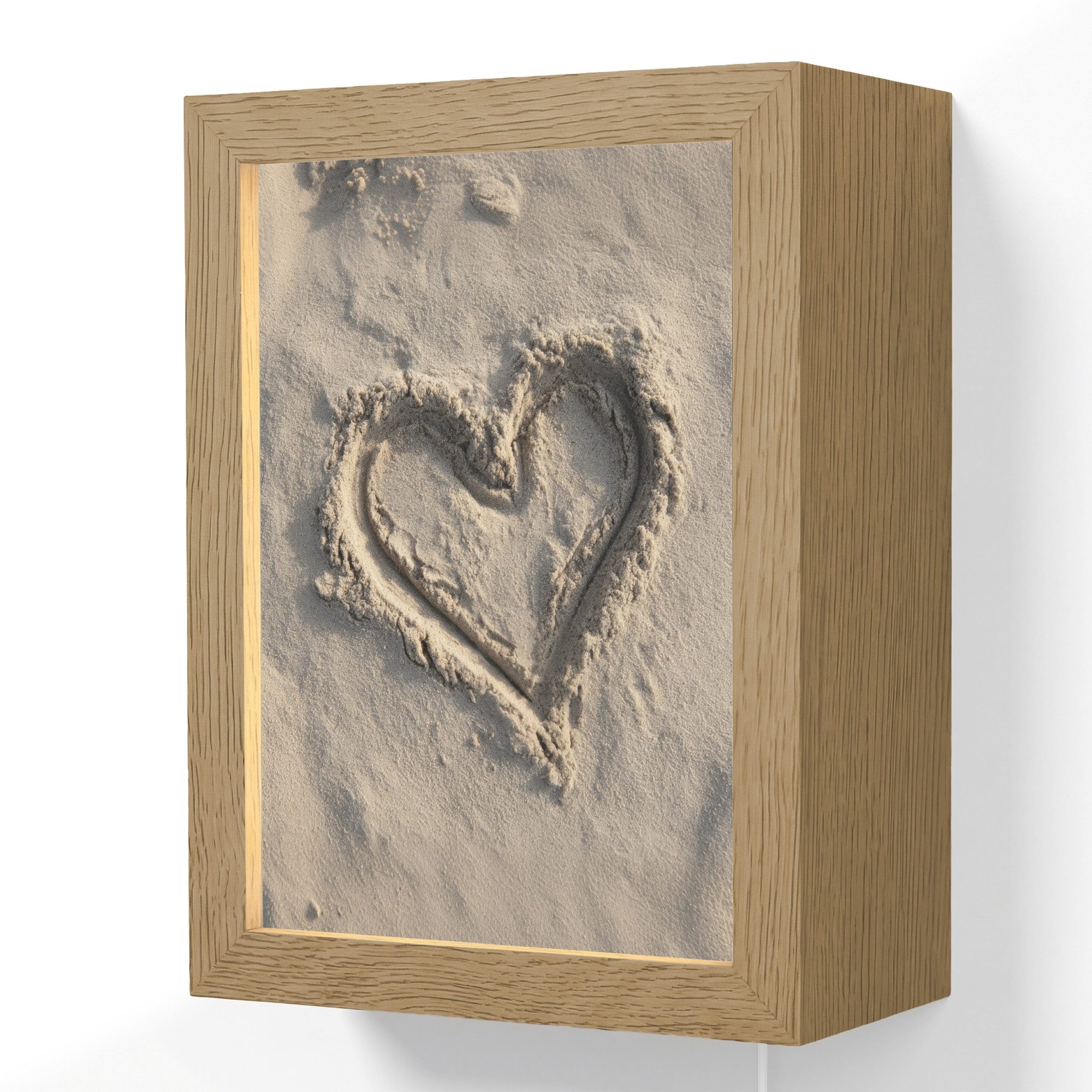 Wandleuchte Lightbox Herzform - Signiert - Beige - Sand