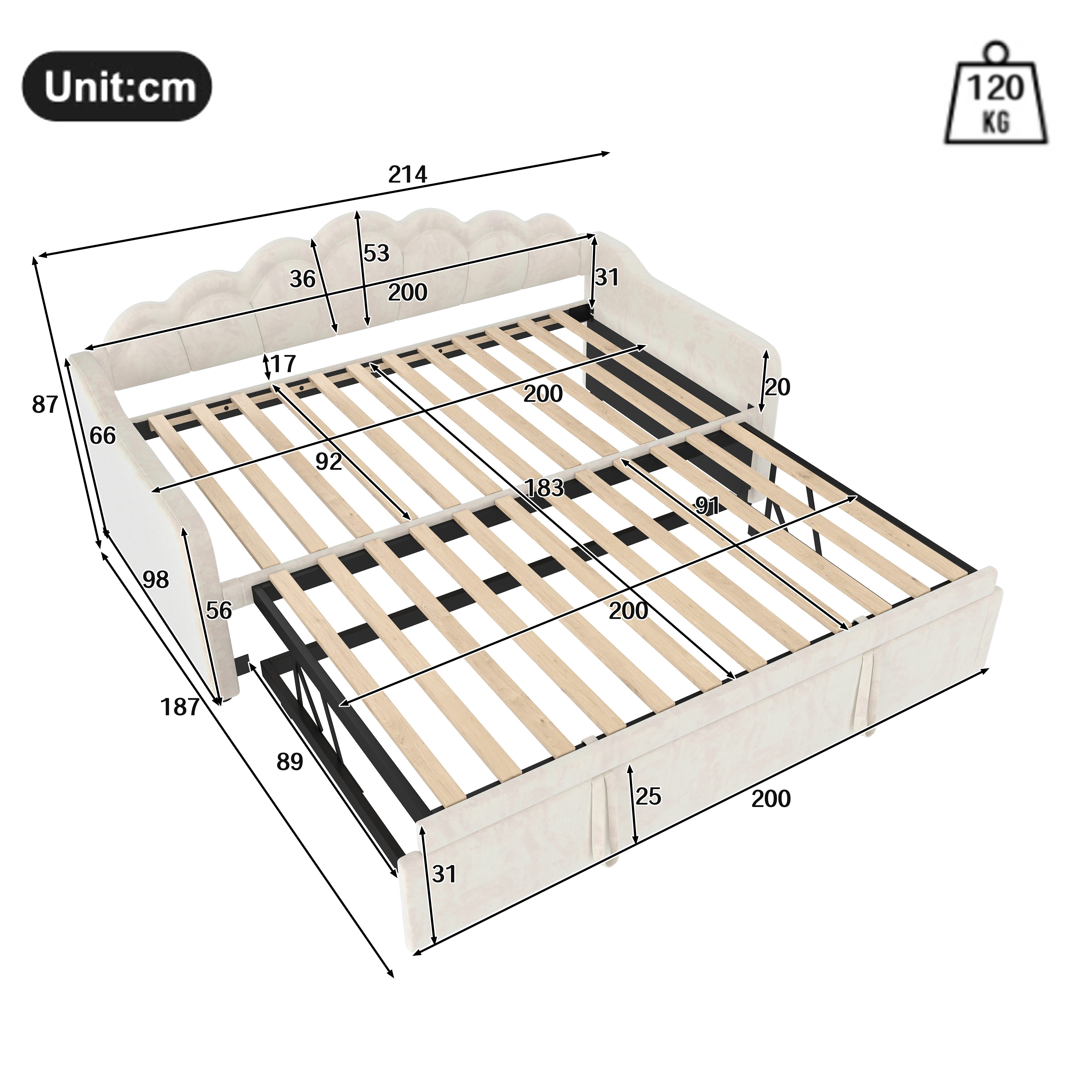 Ulife Daybett Polsterbett Elegantes Tagesbett Schlafsofa mit LED-Beleuchtun günstig online kaufen