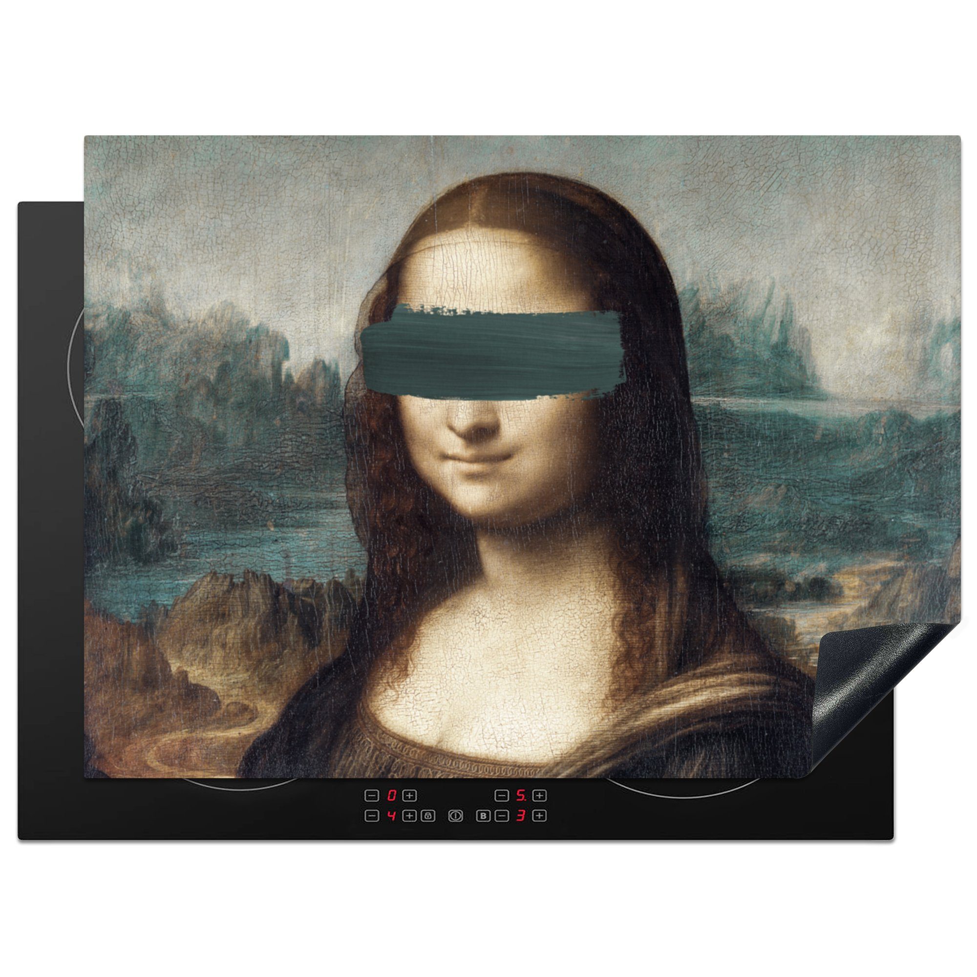 MuchoWow Herdblende-/Abdeckplatte Mona Lisa - Leonardo da Vinci - Gemälde, Vinyl, (1 tlg), 71x52 cm, Induktionskochfeld Schutz für die küche, Ceranfeldabdeckung
