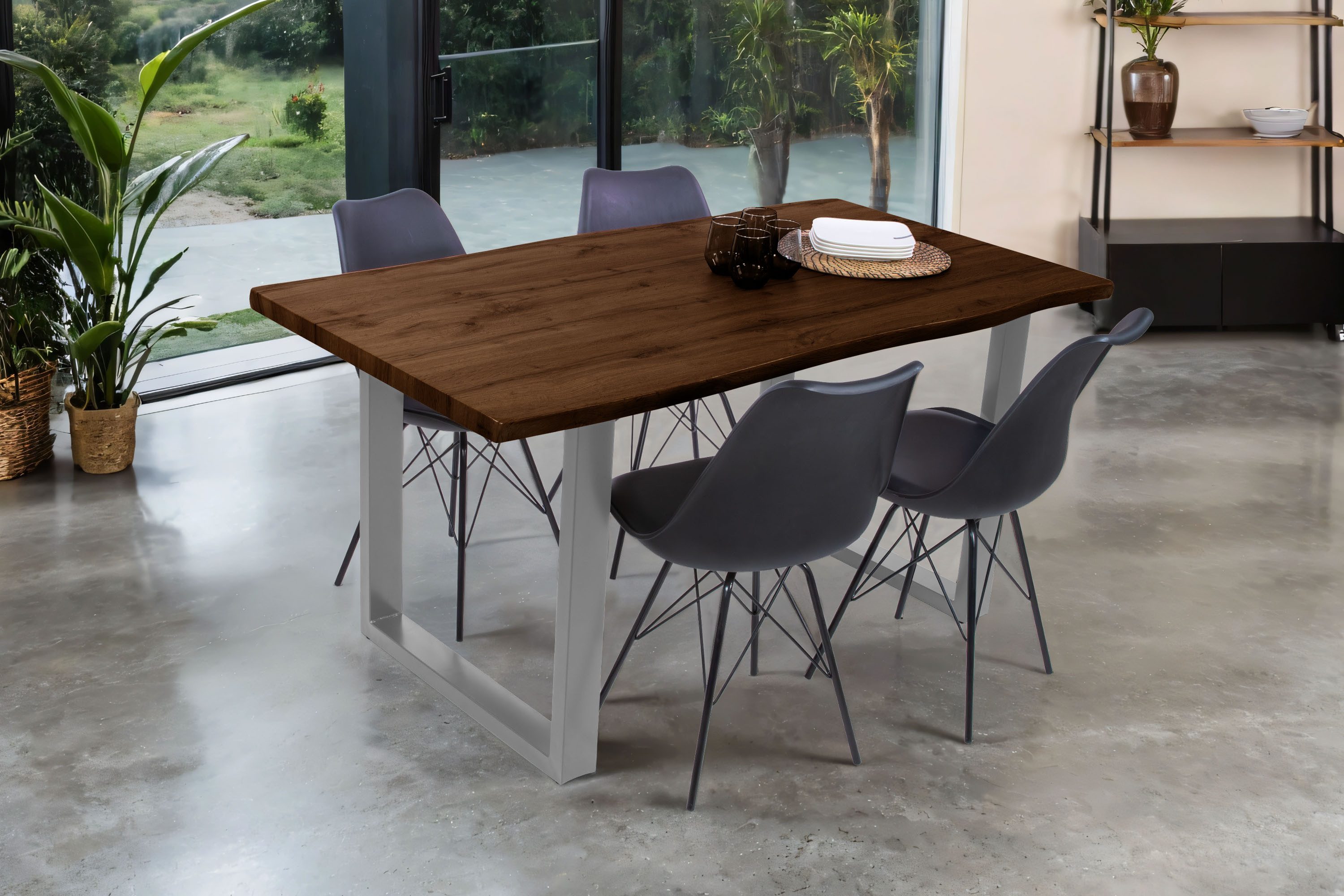 Loreno® Esstisch Josy, Nussbaumholz, Baumkante, MDF-Platte, günstig online kaufen