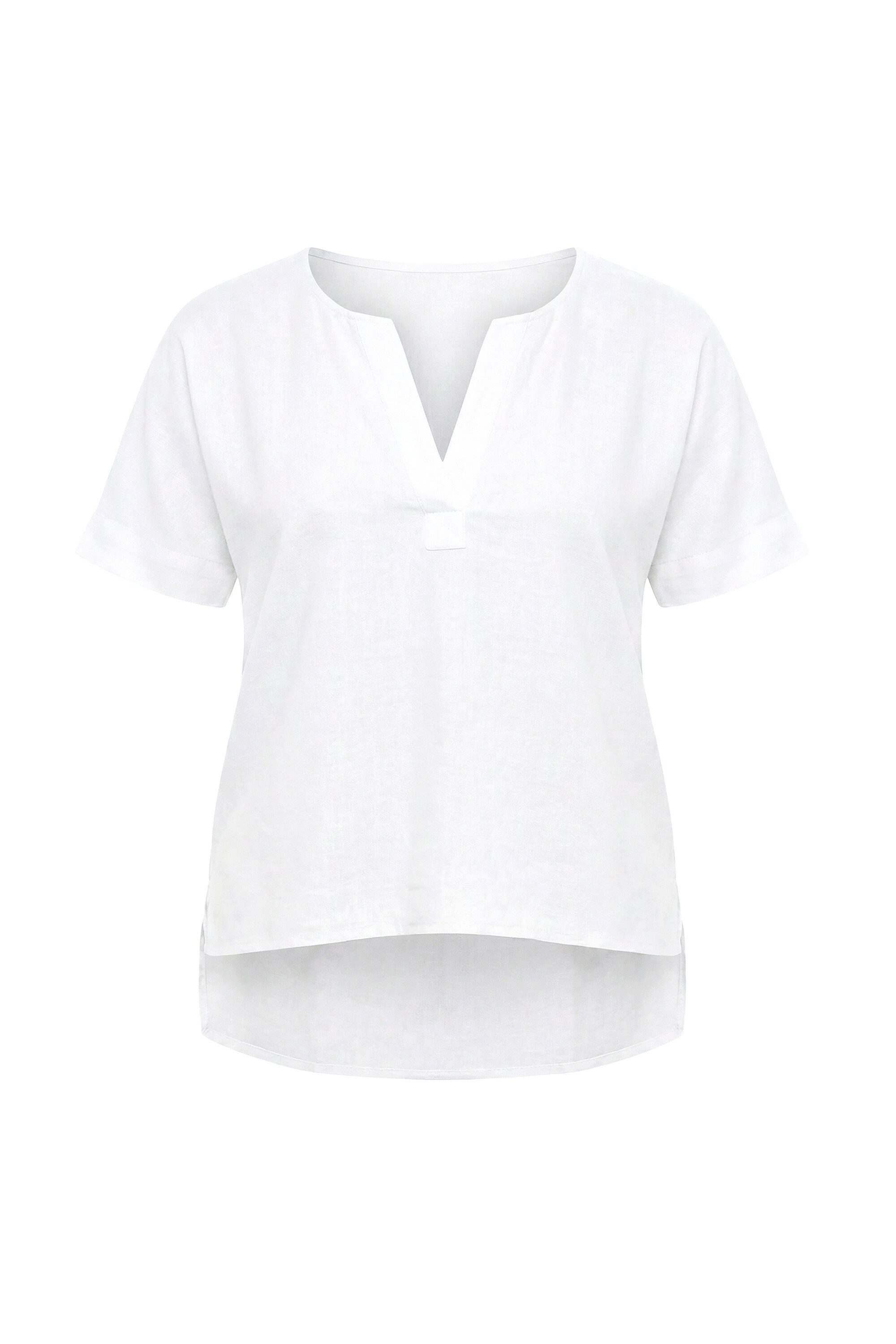 Angel of Style Longbluse Bluse A-Linie Leinenoptik Halbarm