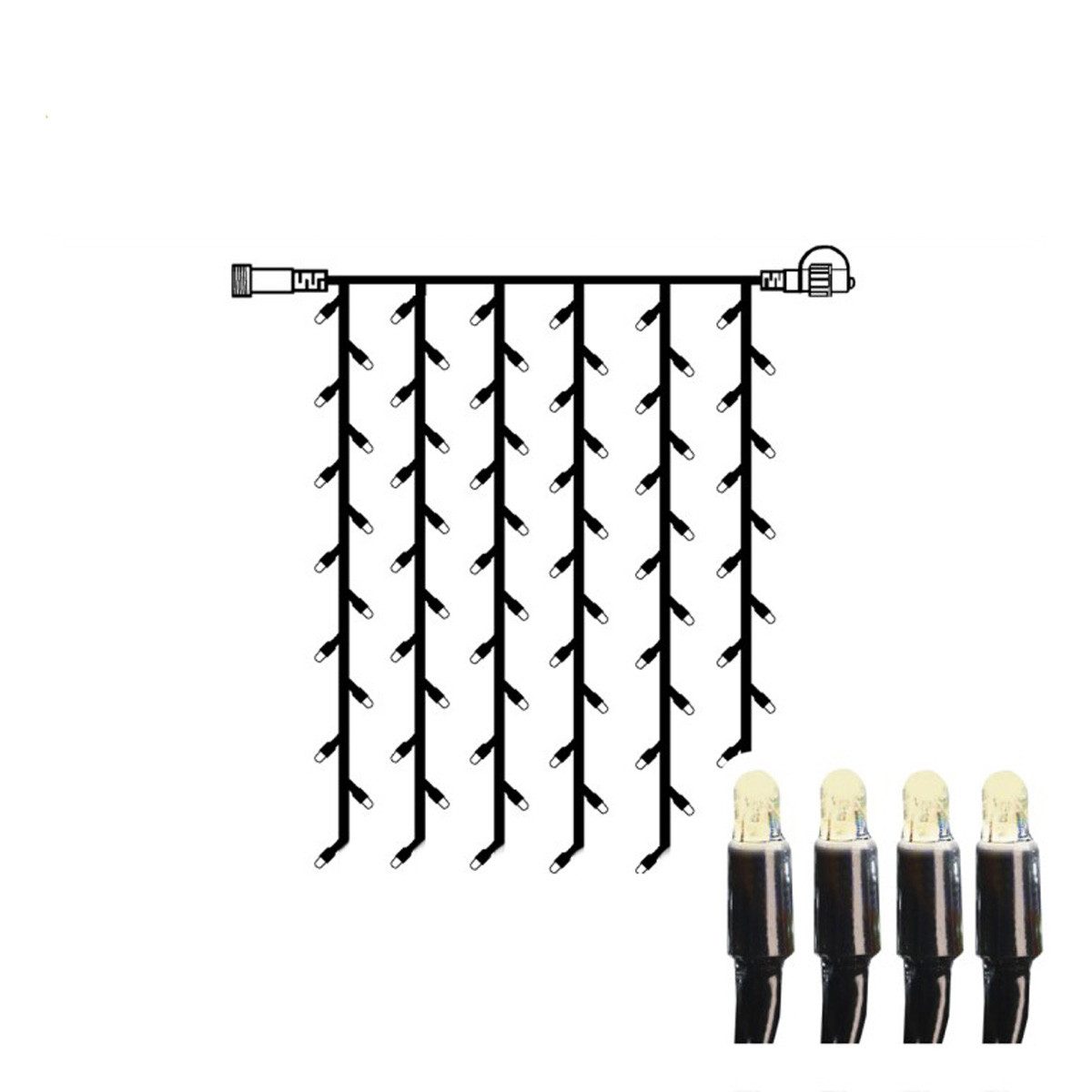 STAR TRADING LED-Lichtervorhang System24 LED Lichtervorhang 1x1m Lichterkette koppelbar ohne Trafo, 49-flammig