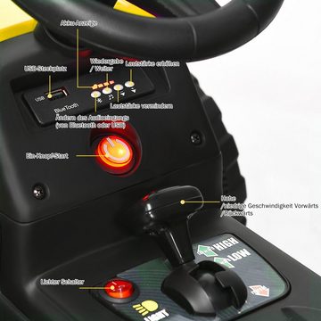 COSTWAY Elektro-Kindertraktor Aufsitztraktor, mit USB & abnehmbarem Anhänger