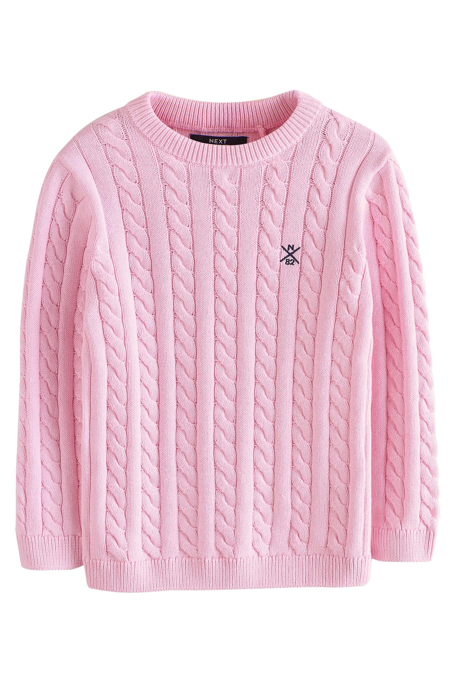 Rundhalspullover Zopfmusterpullover aus 100 % Baumwolle