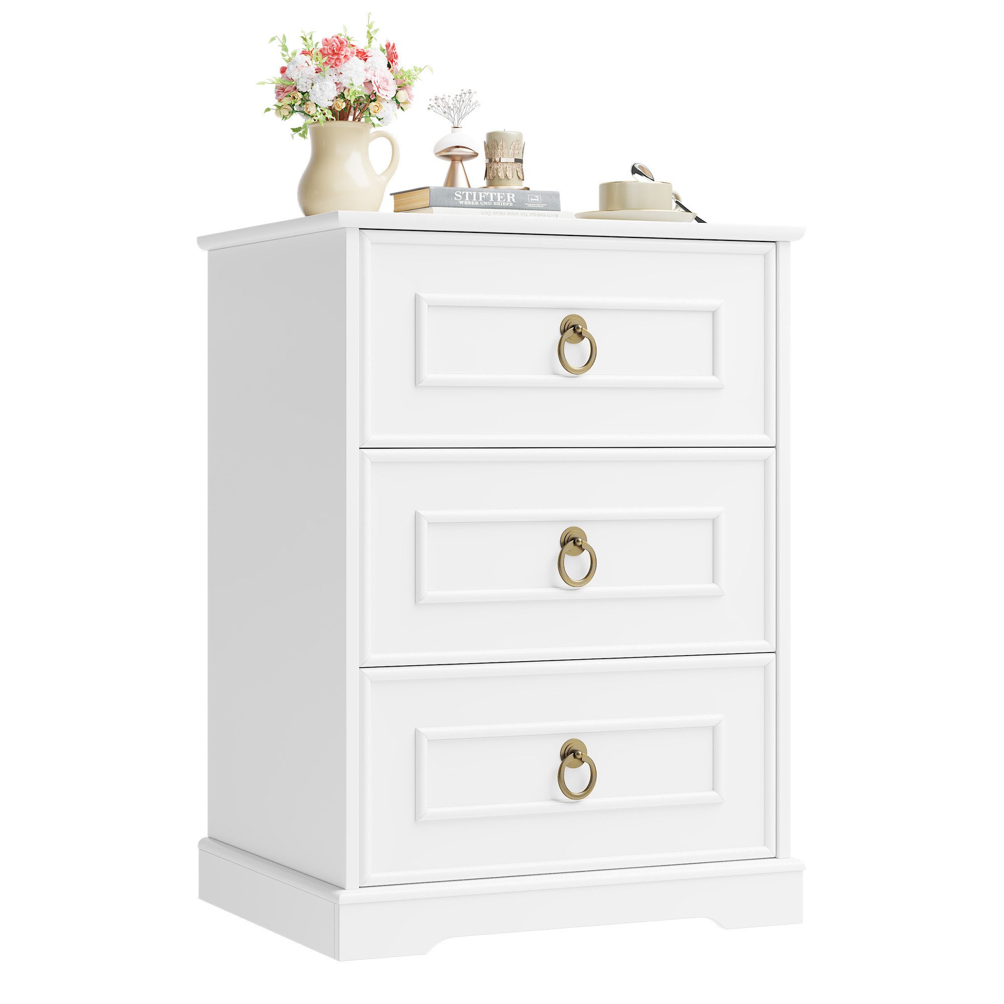 Homfa Nachttisch Nachtschrank Nachtkommode Nachtkonsole, mit 3 Schbuladen, günstig online kaufen