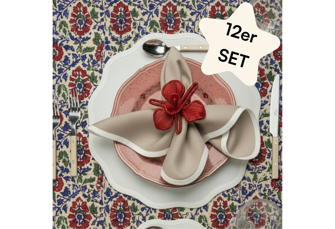 Seralino Stoffserviette 100% Bio-Baumwolle, (Set, 12 St., Wiederverwendbar), 40x40 cm & 45x45 cm