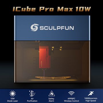 SCULPFUN Graviergerät iCube Pro Max 10W, 220 V, 10 W, 0,08mm Laserpunkt, 10000mm/min Graviergeschwindigkeit