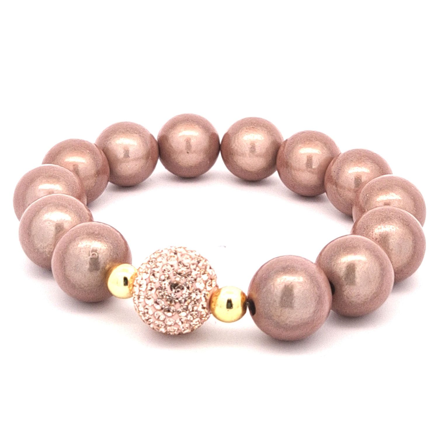 Impala Perlenarmband Glanzvolles 14-mm Perlenarmband mit funkelnder Shamballa-Perle