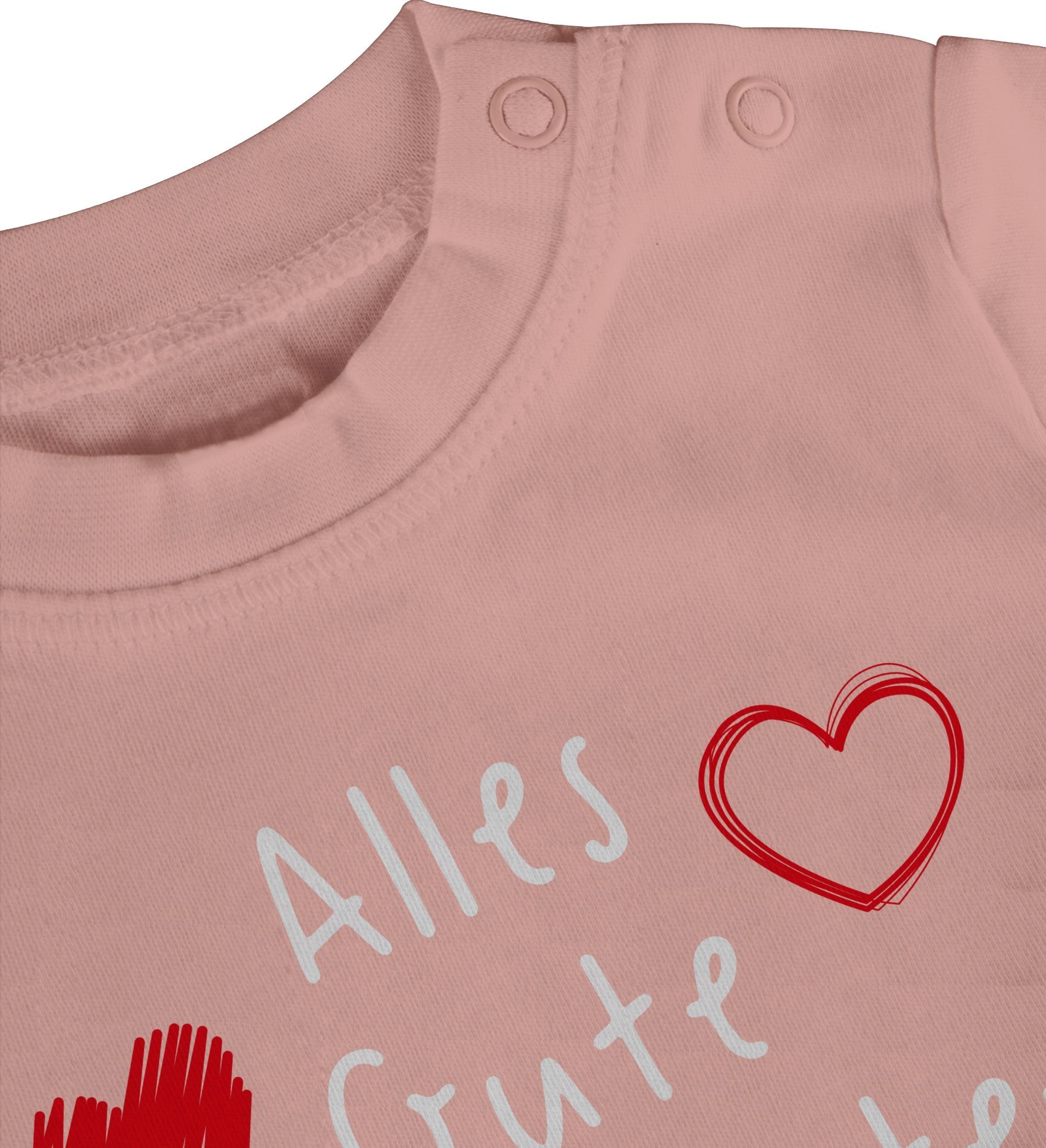 Shirtracer weiß 1 Baby Gute Vatertag Vatertag ersten T-Shirt zum Geschenk Alles Babyrosa Handschrift
