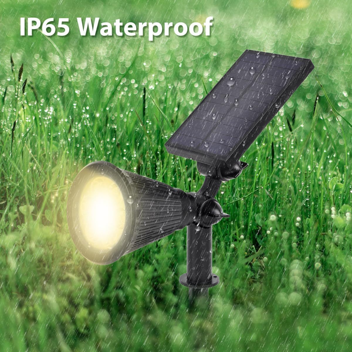 Salcar LED Solarleuchte 2 Set Solarleuchten Außen LED Gartenstrahler Solarspot Solarstrahler, 2 Helligkeitsstufen, 350 lm Solarstrahler mit 2-in-1 Montage, 1800 mAh Akku, Warmweiß