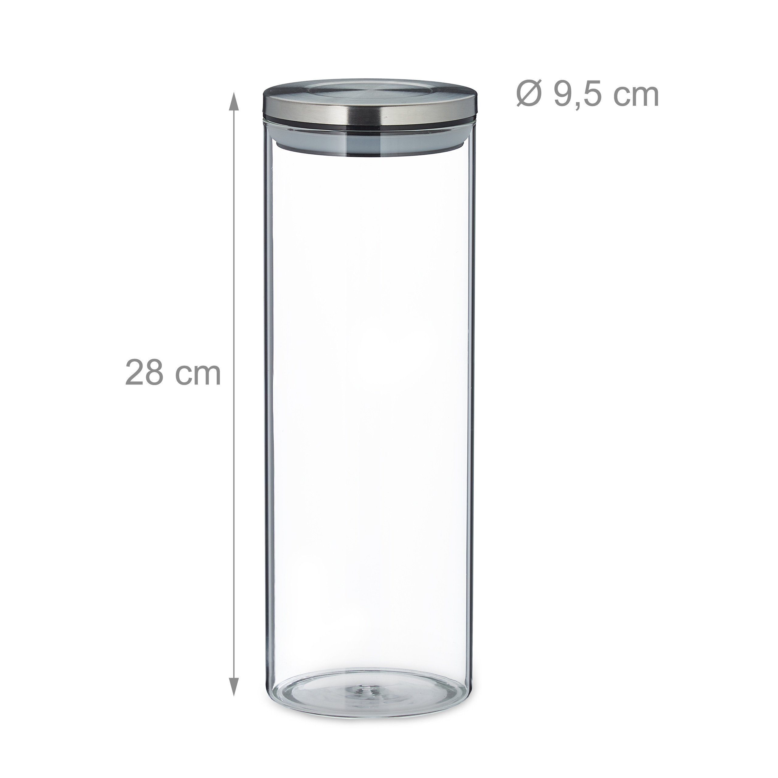 relaxdays Vorratsglas Vorratsglas 3er Set Liter, 1,8 Glas