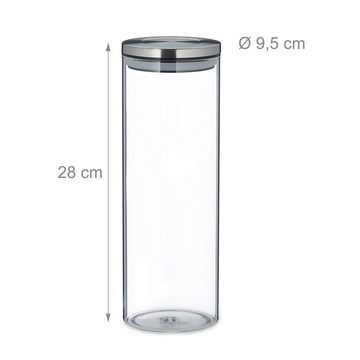 relaxdays Vorratsglas Vorratsglas 3er Set 1,8 Liter, Glas