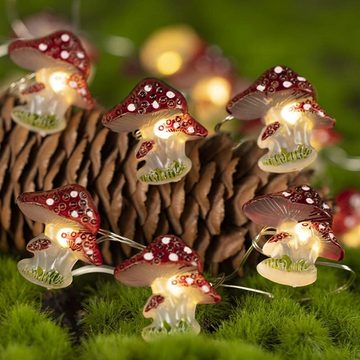 GelldG Lichterkette Pilz Nachtlicht Dekorative Lichter, 30LED Warmweiß Pilzlichter