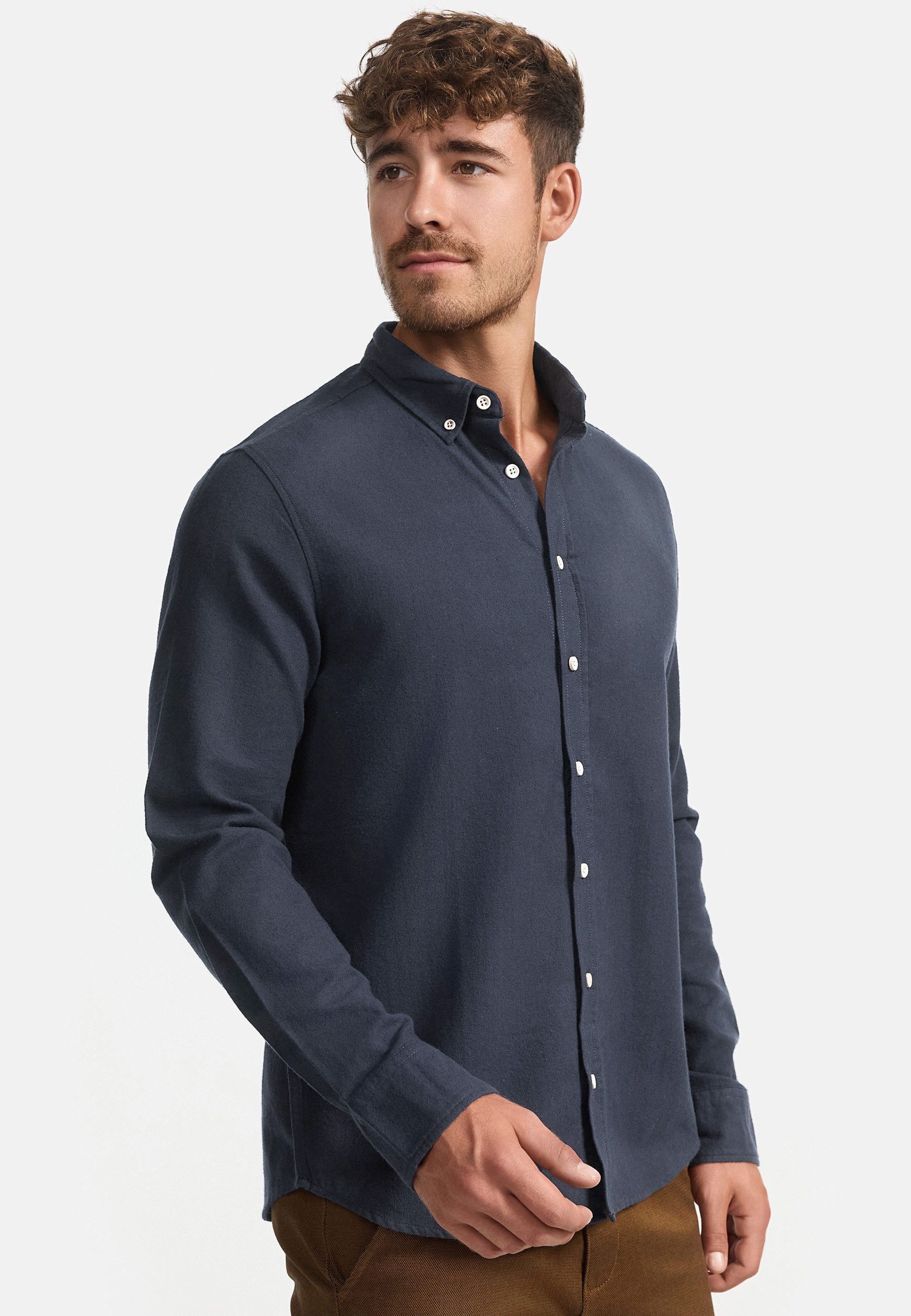 INDICODE Langarmhemd Herren Riverside Herrenhemd Langarm Langarmhemd mit Button-Down-Kragen