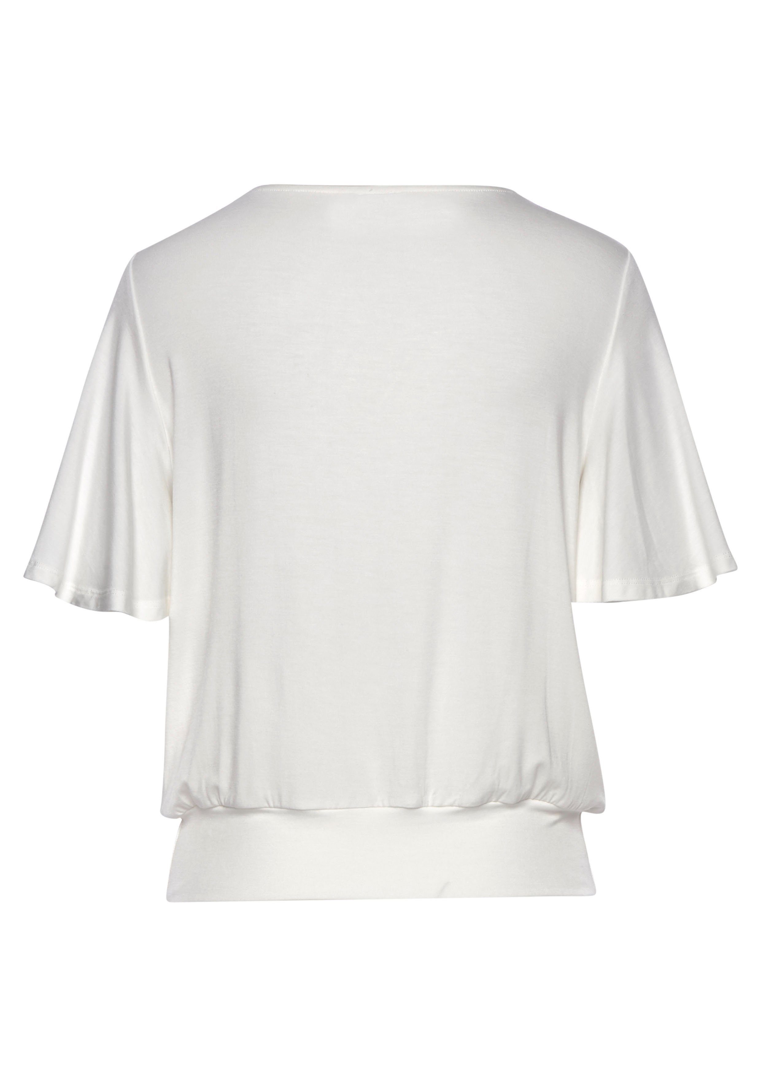LASCANA wrap shirt with snap button at the front, feminine short-sleeved shirt