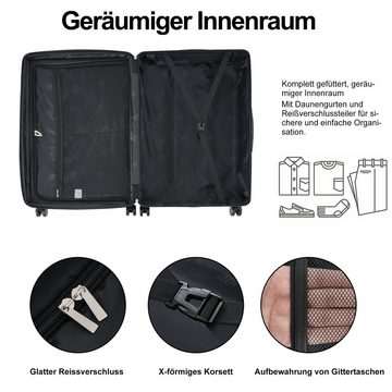 REDOM Hartschalen-Trolley Reisekoffer, Handgepäck 4 Rollen, ABS-Material, 4 Rollen
