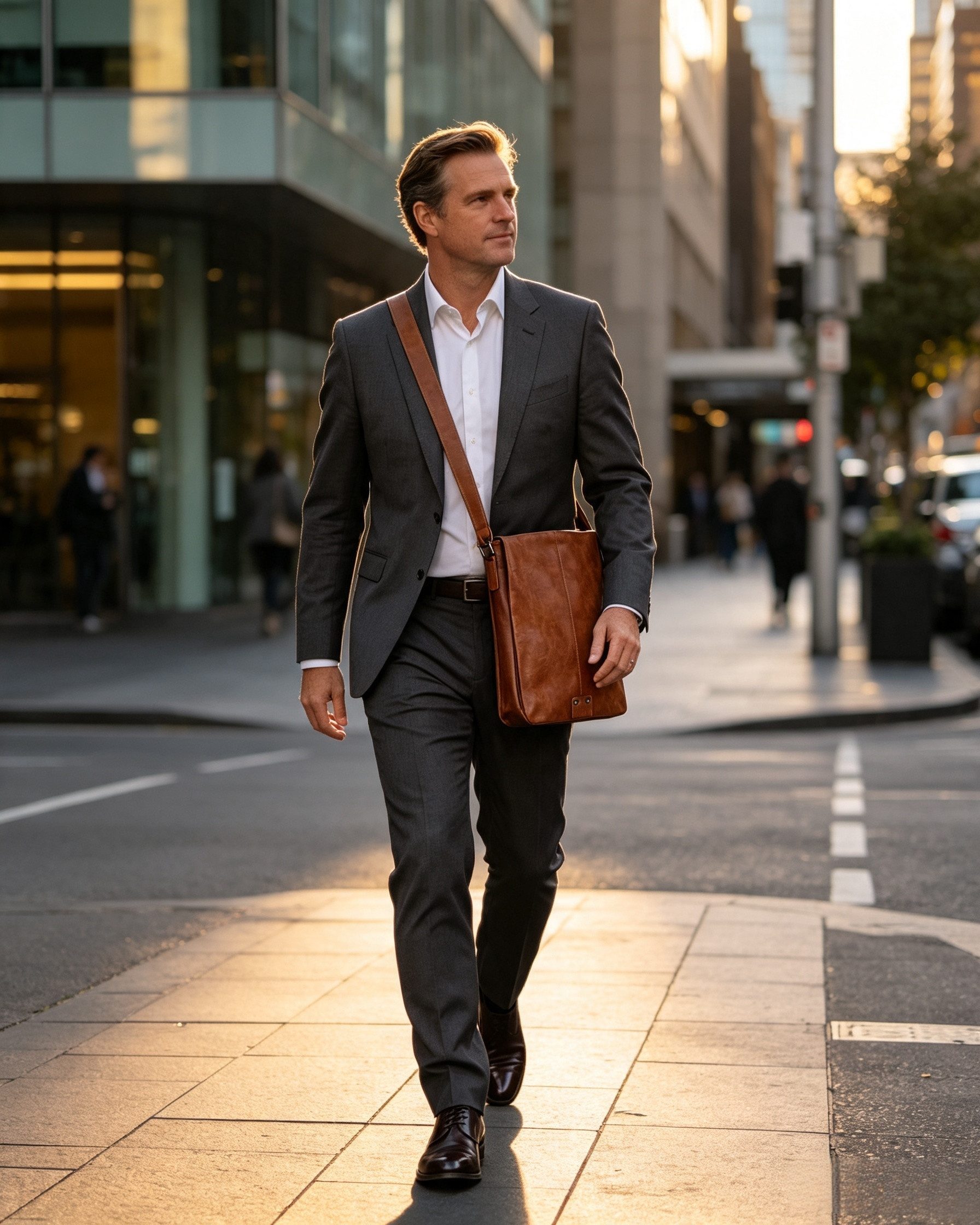 MIRROSI Schultertasche Herrentasche Umhängetasche aus Kunststoff in Lederoptik, Business Tasche ca.32x27x10 cm mit Schulterriemen