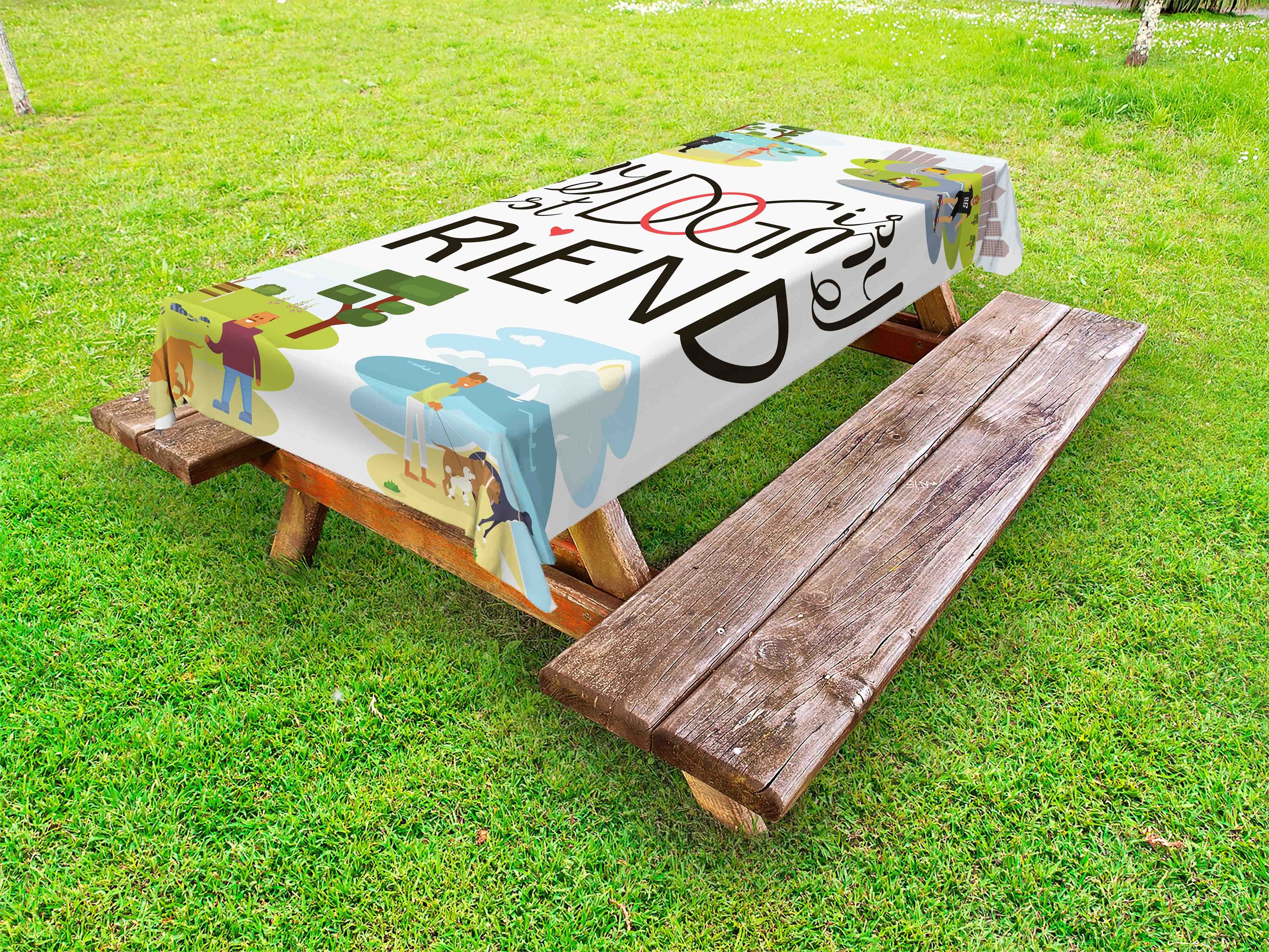 Abakuhaus Tischdecke dekorative waschbare Picknick-Tischdecke, Bester Freund Hundeliebhaber Thematische