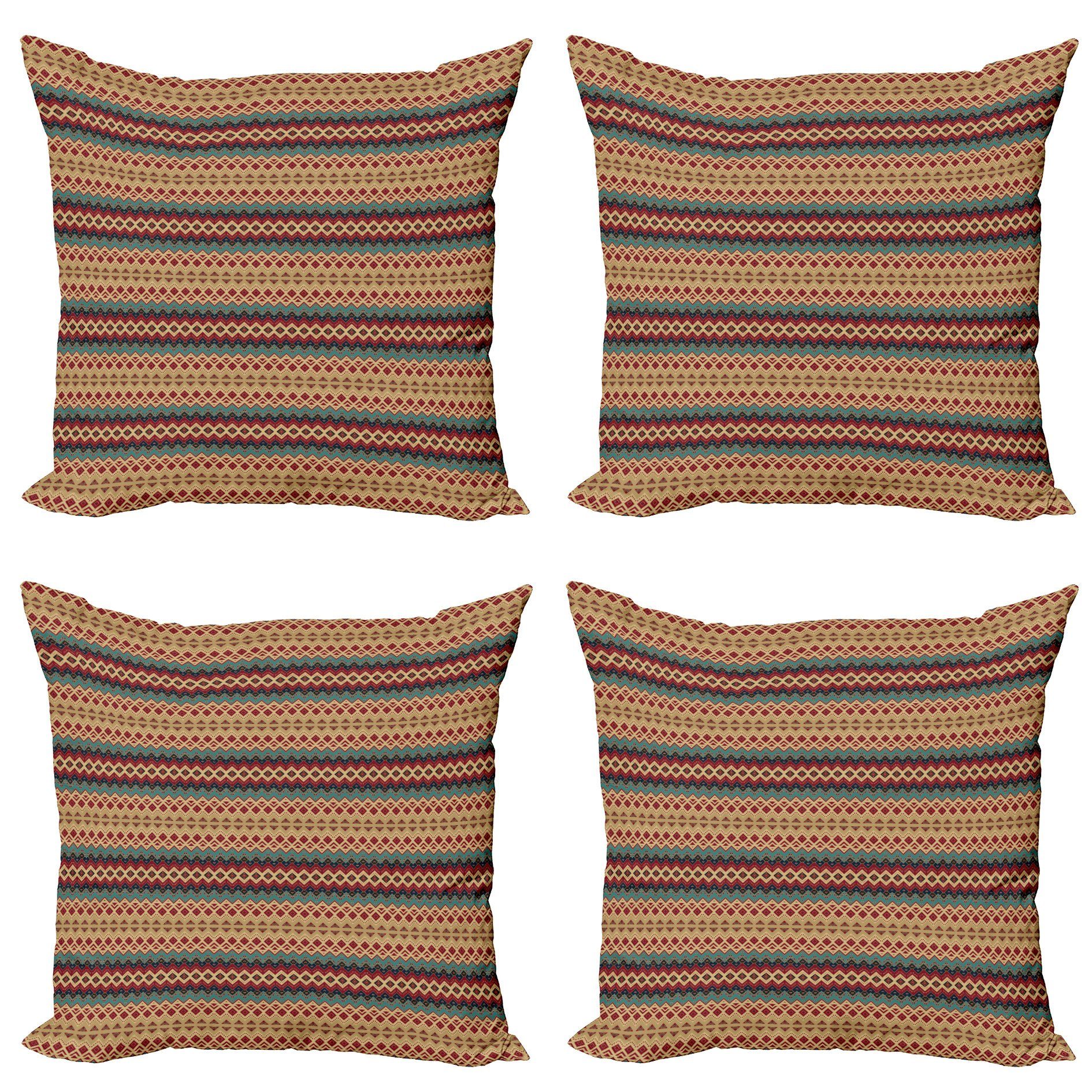 Kissenbezüge Modern Accent Doppelseitiger Digitaldruck, Abakuhaus (4 Stück), Ethnisch Aztec Line Pattern