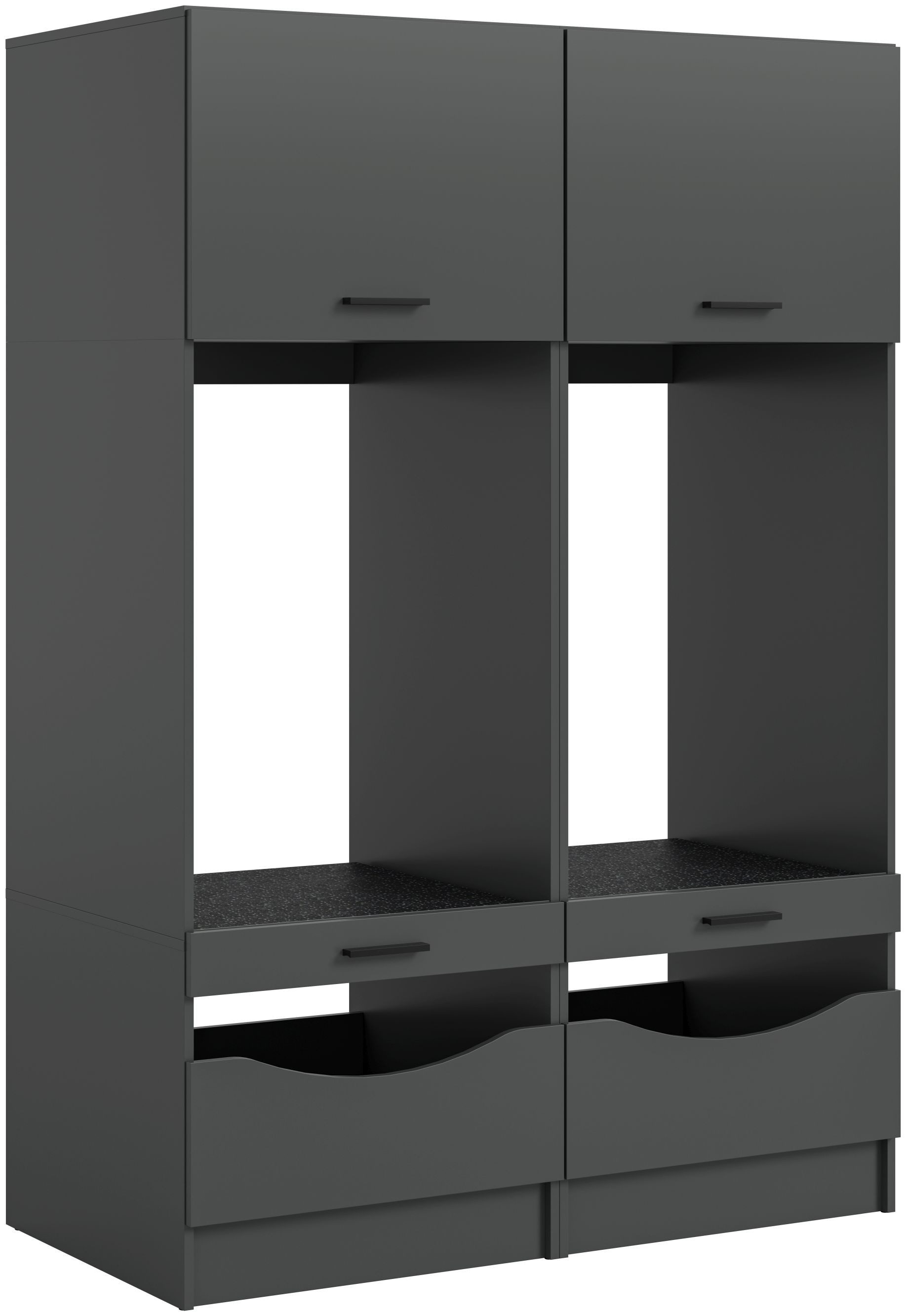 xonox.home Aufsatzschrank (2tlg. Set inkl. Waschmaschinenschrank) anthrazit Nachbildung Melamin beschichtet modern 133x195x68 cm