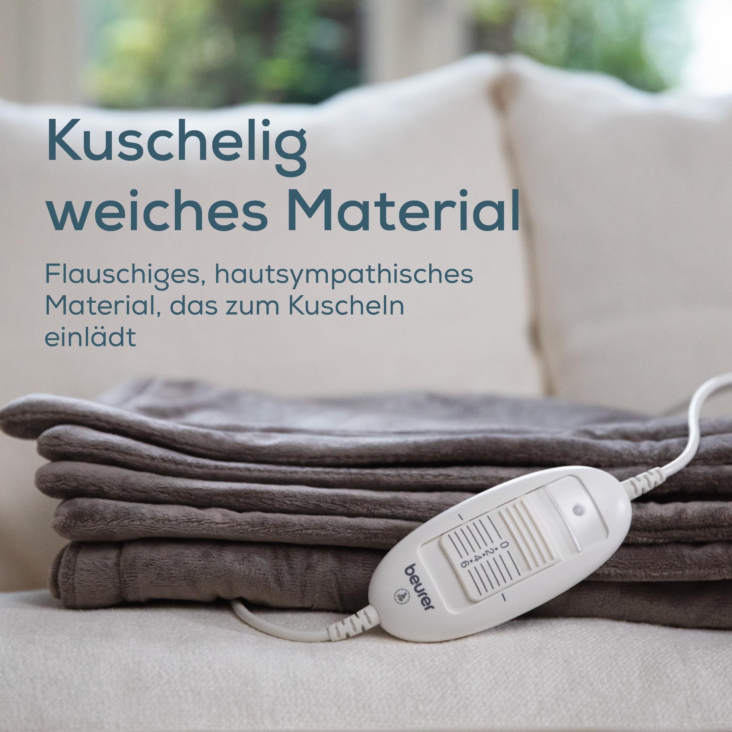 BEURER Heizdecke HD 75 Cosy Taupe, 6 Temperaturstufen, 180 x 130 cm, kuschelige Wärmedecke in Kunstfelloptik, maschinenwaschbar bei 30 °C
