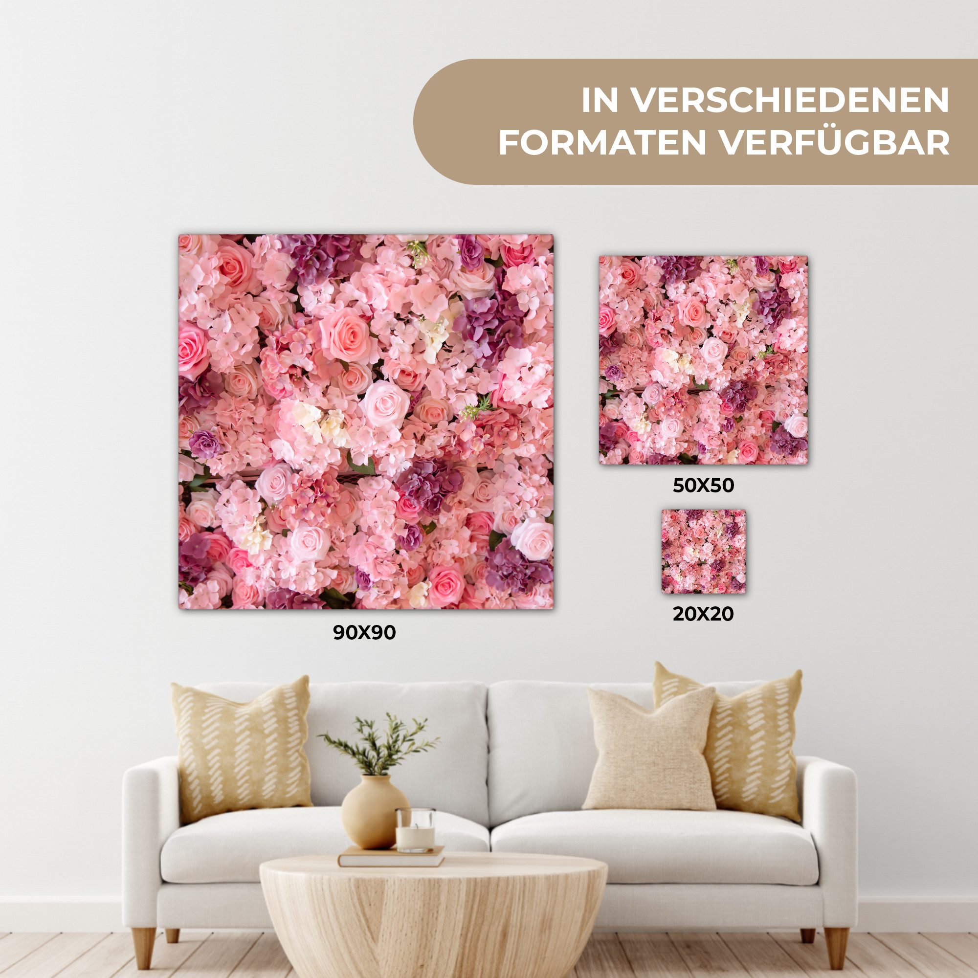 OneMillionCanvasses® Leinwandbild Blumen - Rosa - Rosen, Fotodruck (1 St), Leinwand Bilder Klein, Wand Dekoration Aesthetic 30x20 cm – Bild 5 von 5