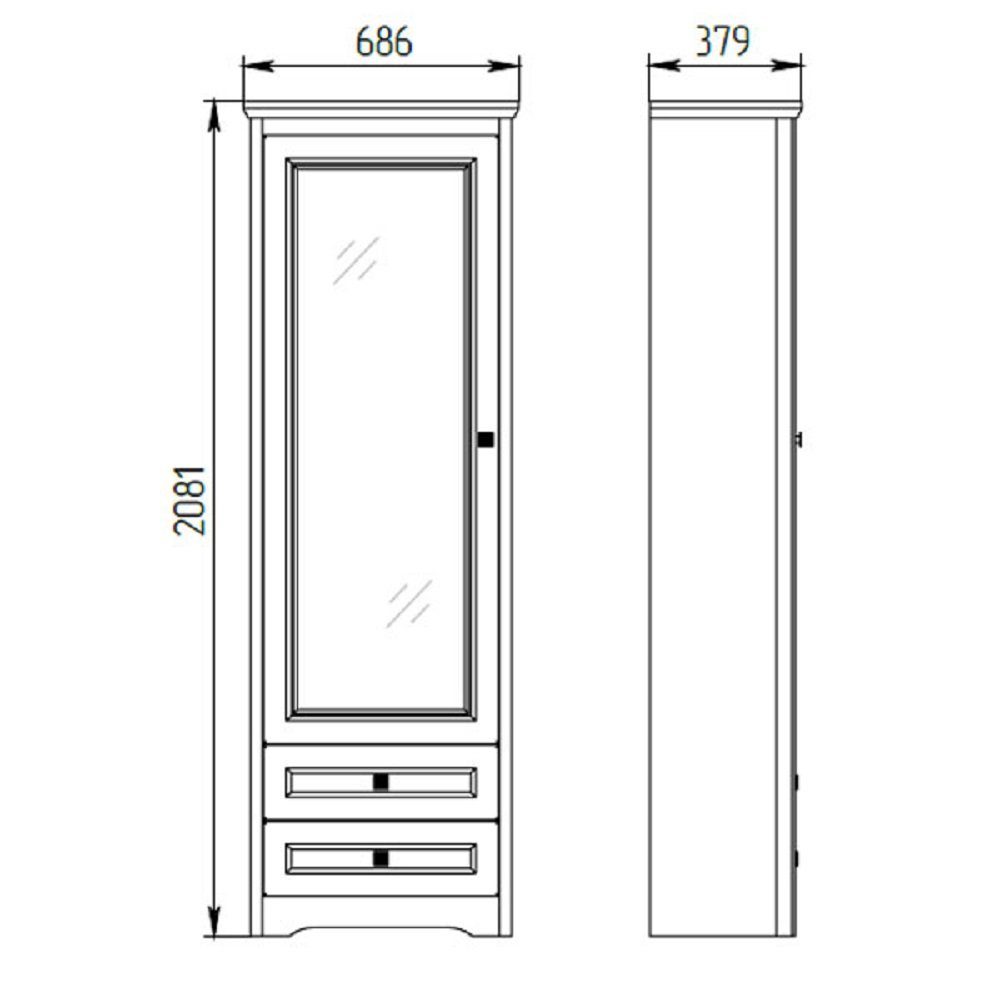 Feldmann-Wohnen Stauraumschrank Tiwoli (Schrank x x cm cm B/T/H: Spiegel) cm mit 69 38 208