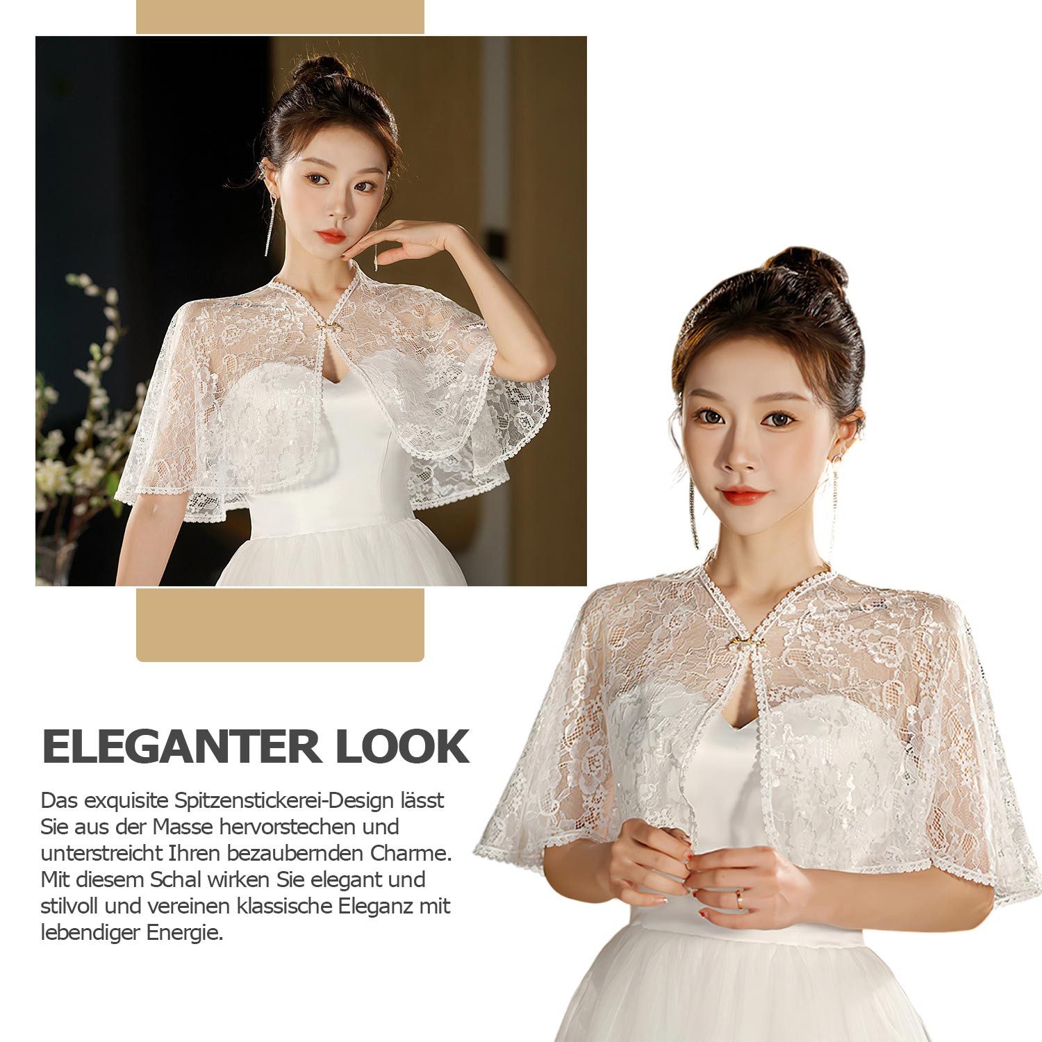 Refttenw Poncho Bolero Jacke Damen Jäckchen,Spitzen Bolero Strickjacke,Cardigan