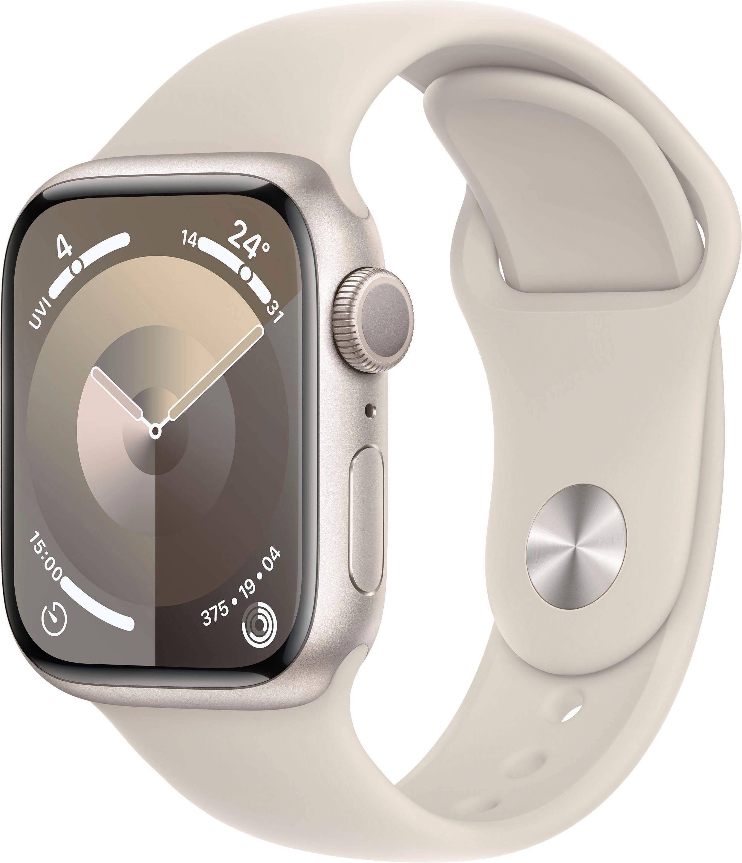 Apple Watch Series 9 GPS Aluminium 41mm S/M Smartwatch (4,1 cm/1,69 Zoll, Watch OS 10), Sport Band