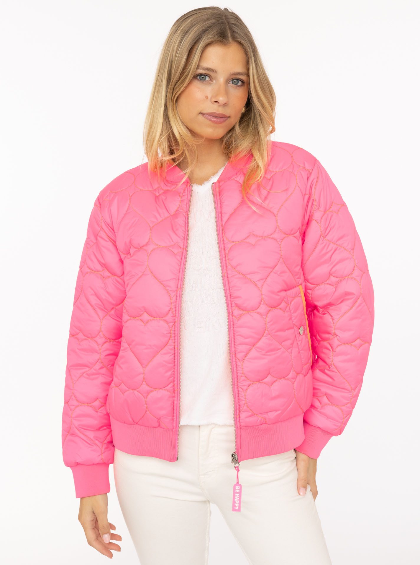 Zwillingsherz Bomberjacke "Be Happy" modisch, Kontrastdetails, regular fit, langärmelig, mit Herzsticker