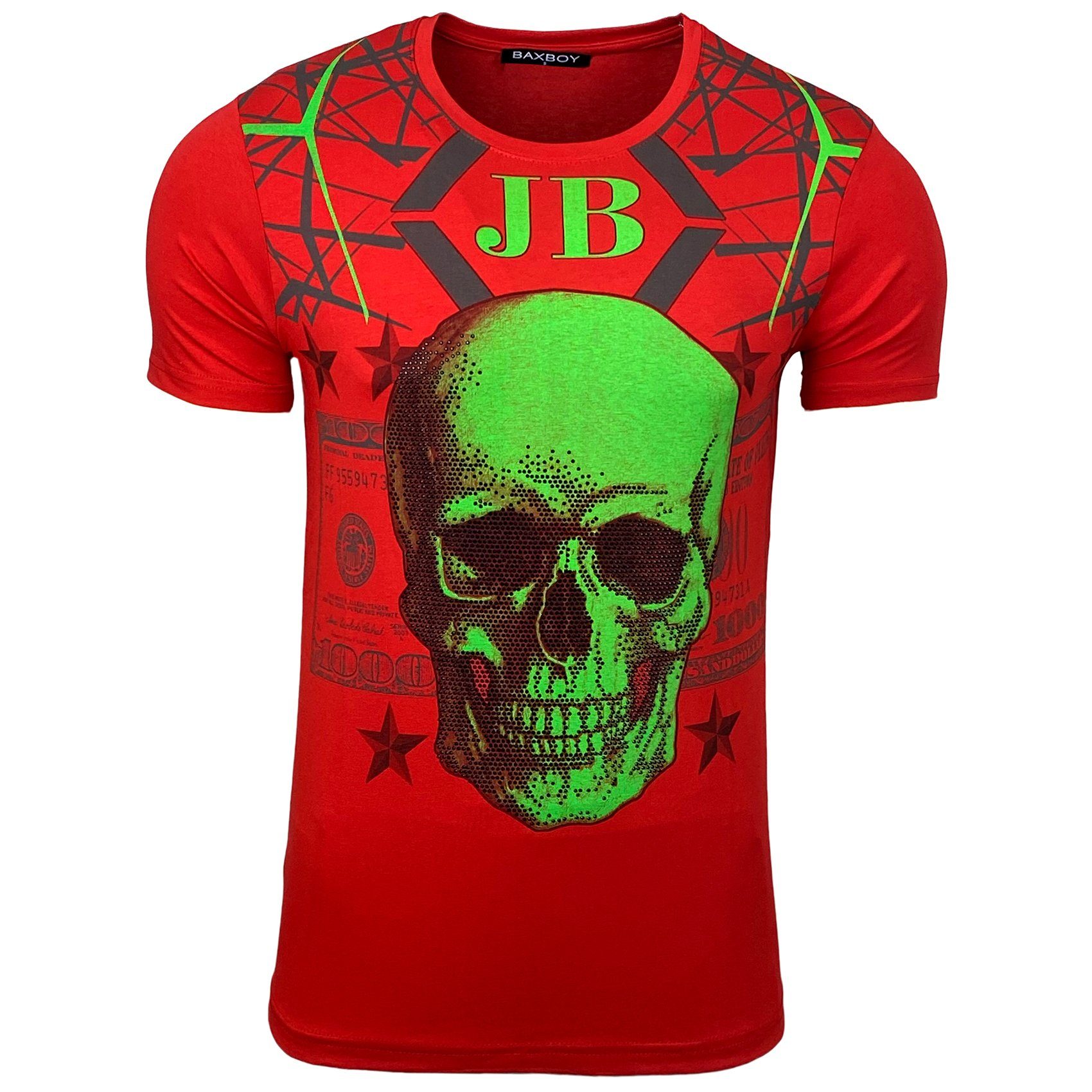 T-Shirt BAXBOY T-Shirt mit stylischem Totenkopfprint modernem Stil