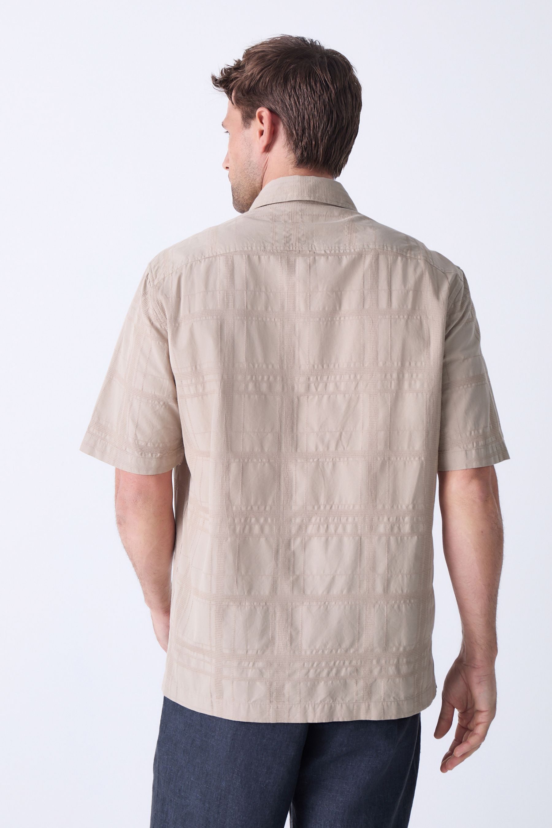 Next Kurzarmhemd Strukturiertes Kurzarmhemd mit Karomuster (1-tlg) günstig online kaufen