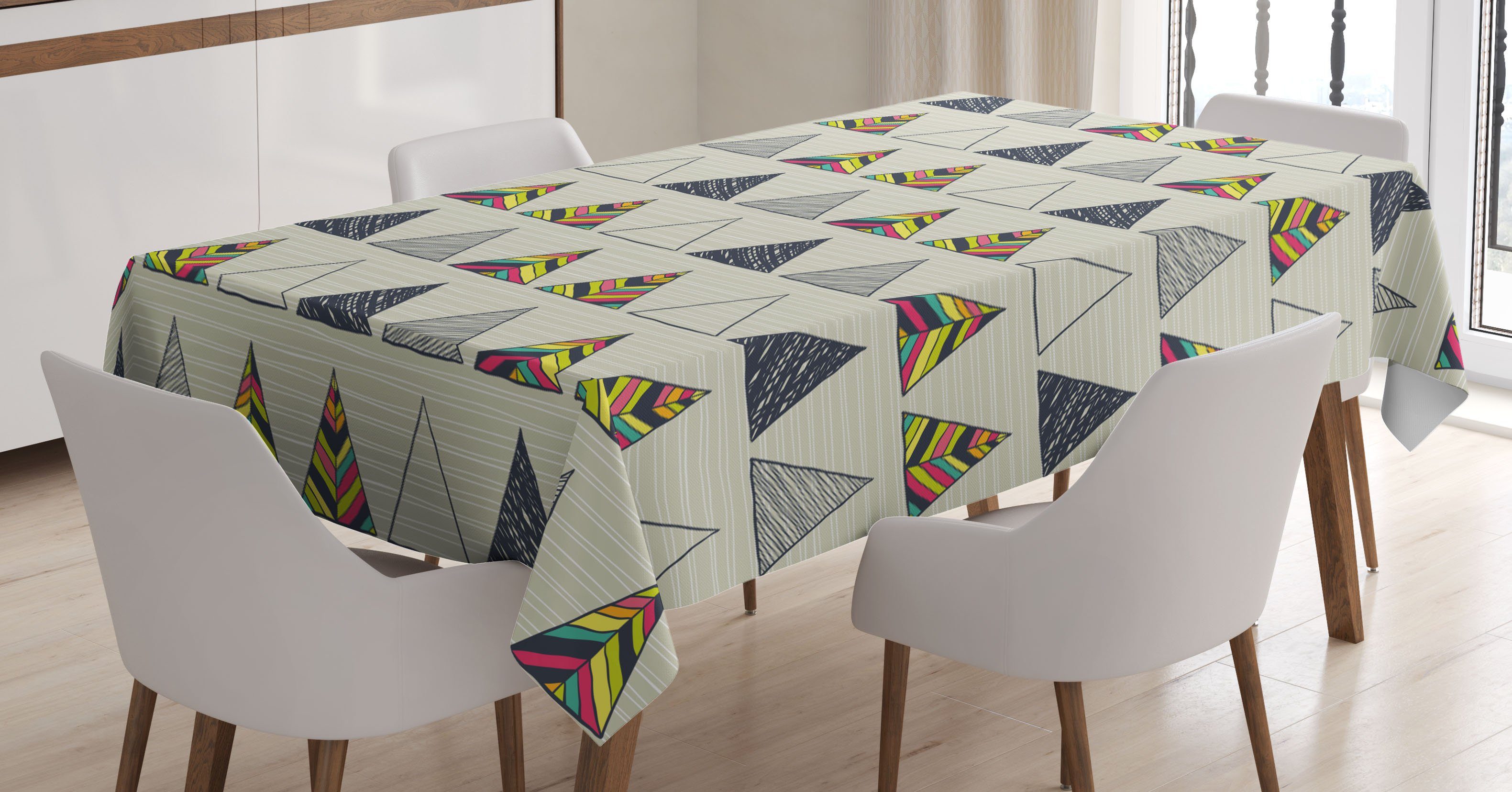 den Für Geometrisch Farbfest Abstrakt Klare Dreieck Tischdecke Bereich Außen geeignet Abakuhaus Waschbar Farben,