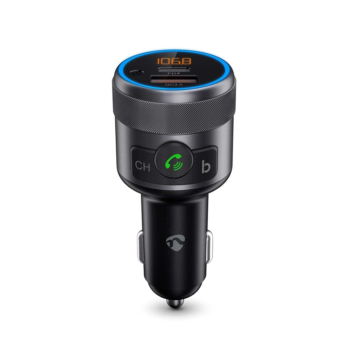 Nedis CATR3024BK KFZ-Transmitter Kfz Audio FM Transmitter zu Kfz Audio FM Transmitter, Bluetooth, USB, Aux-In, Freisprechfunktion, Bass Boost
