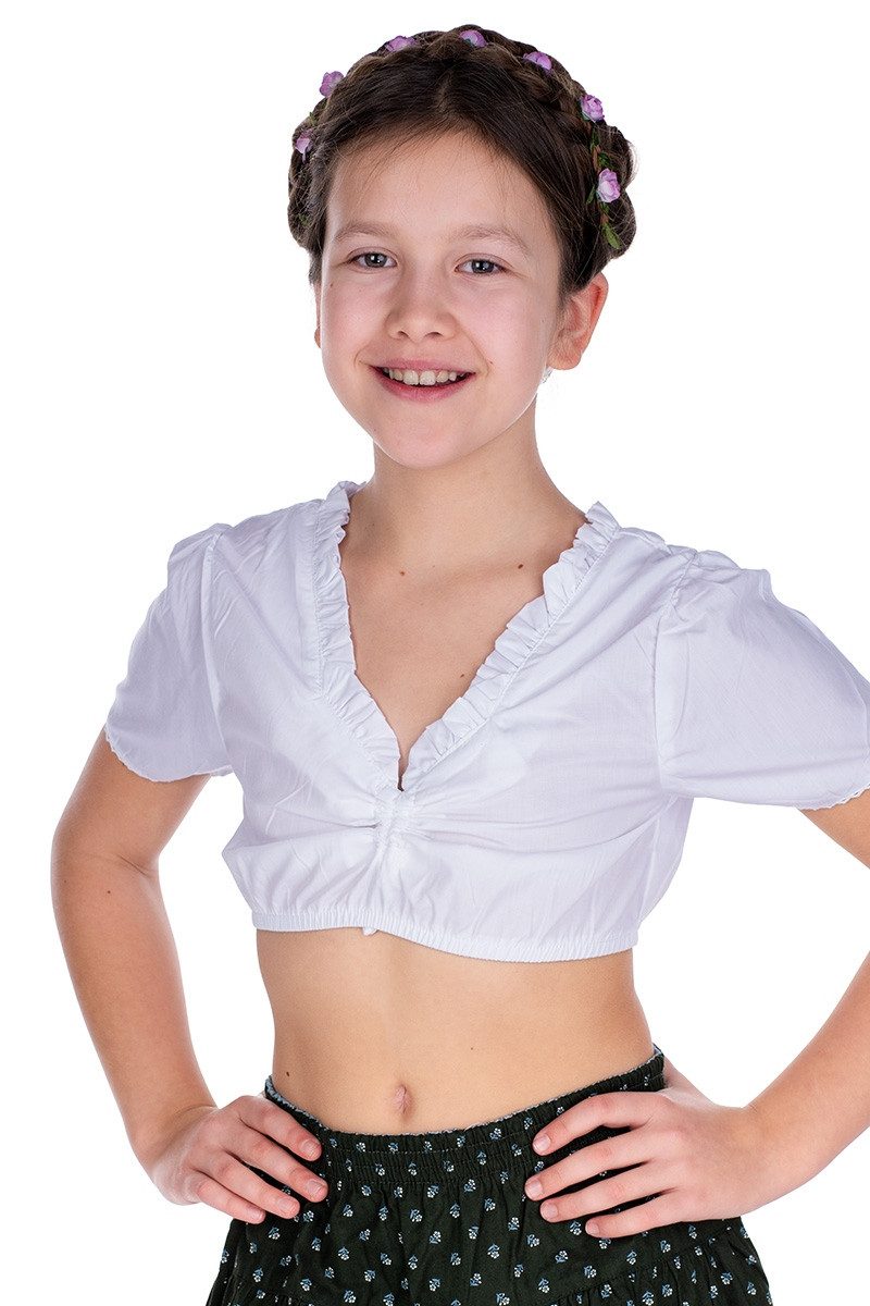 Isar-Trachten Trachtenbluse Dirndlbluse Kinder - TESSIE - weiß