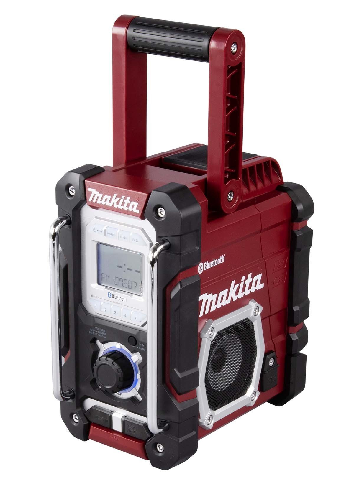 Makita DMR 108 Baustellenradio (Bluetooth, mit Spritzschutz bis  Schutzklasse IP64 und Weckfunktion, inklusive Aux-Anschluss für  MP3-Kompatibilität und einen USB-Anschluss um Ihr Mobilgerät zu laden)