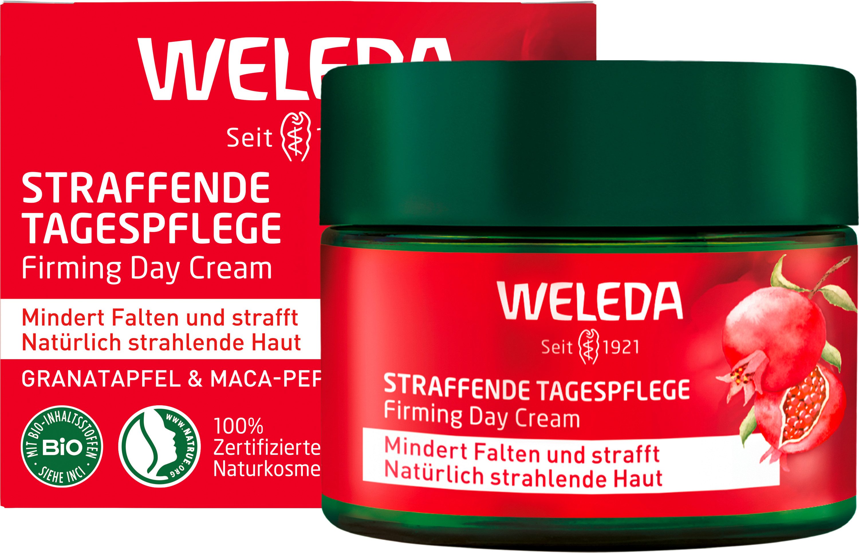 WELEDA Gesichtspflege Weleda Straffende Tagespflege Granatapfel & Maca-Peptide, mindert Falten & strafft, stärkt die natürliche Ausstrahlung der Haut