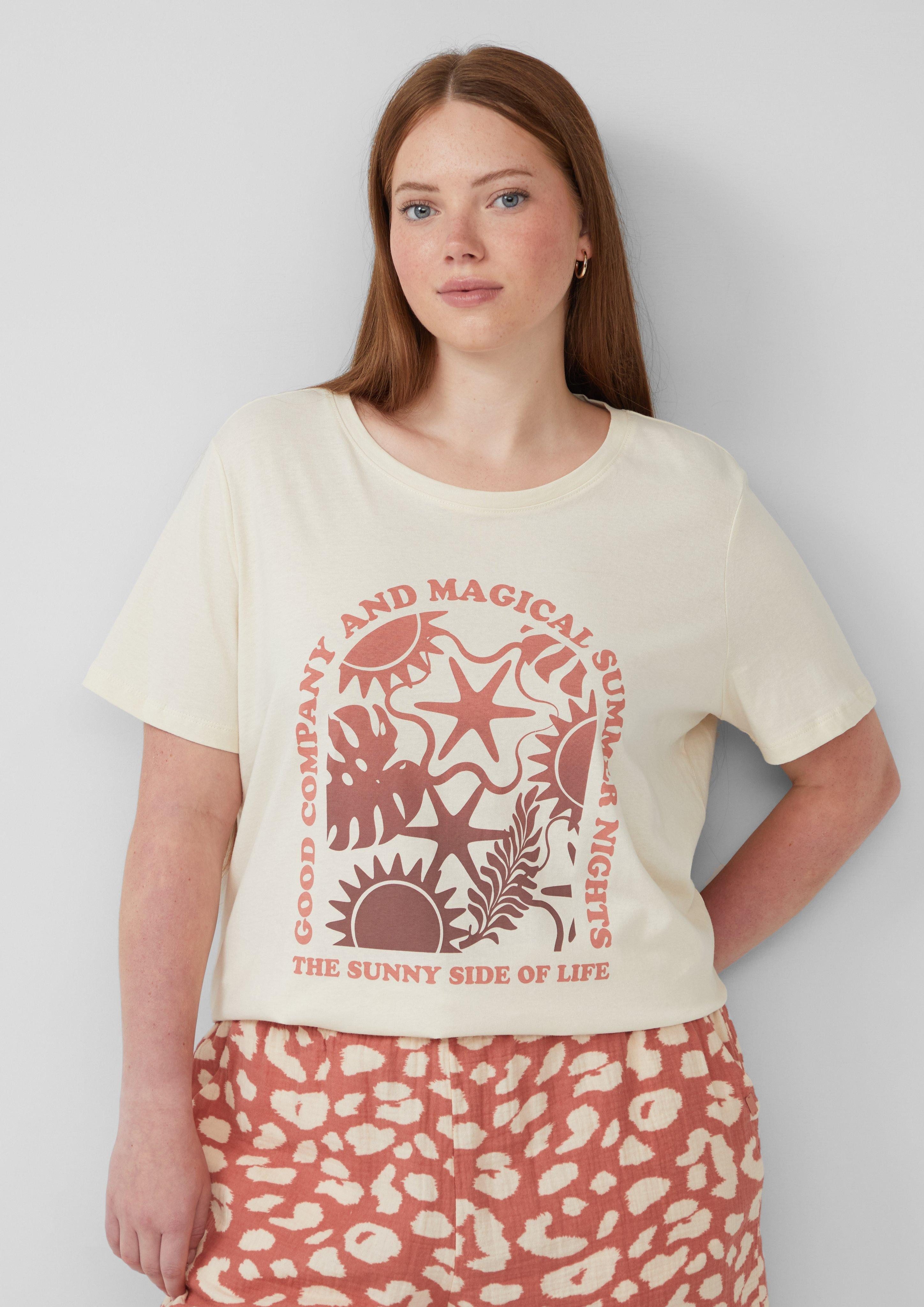 QS Kurzarmshirt Baumwoll T-Shirt mit Frontprint günstig online kaufen