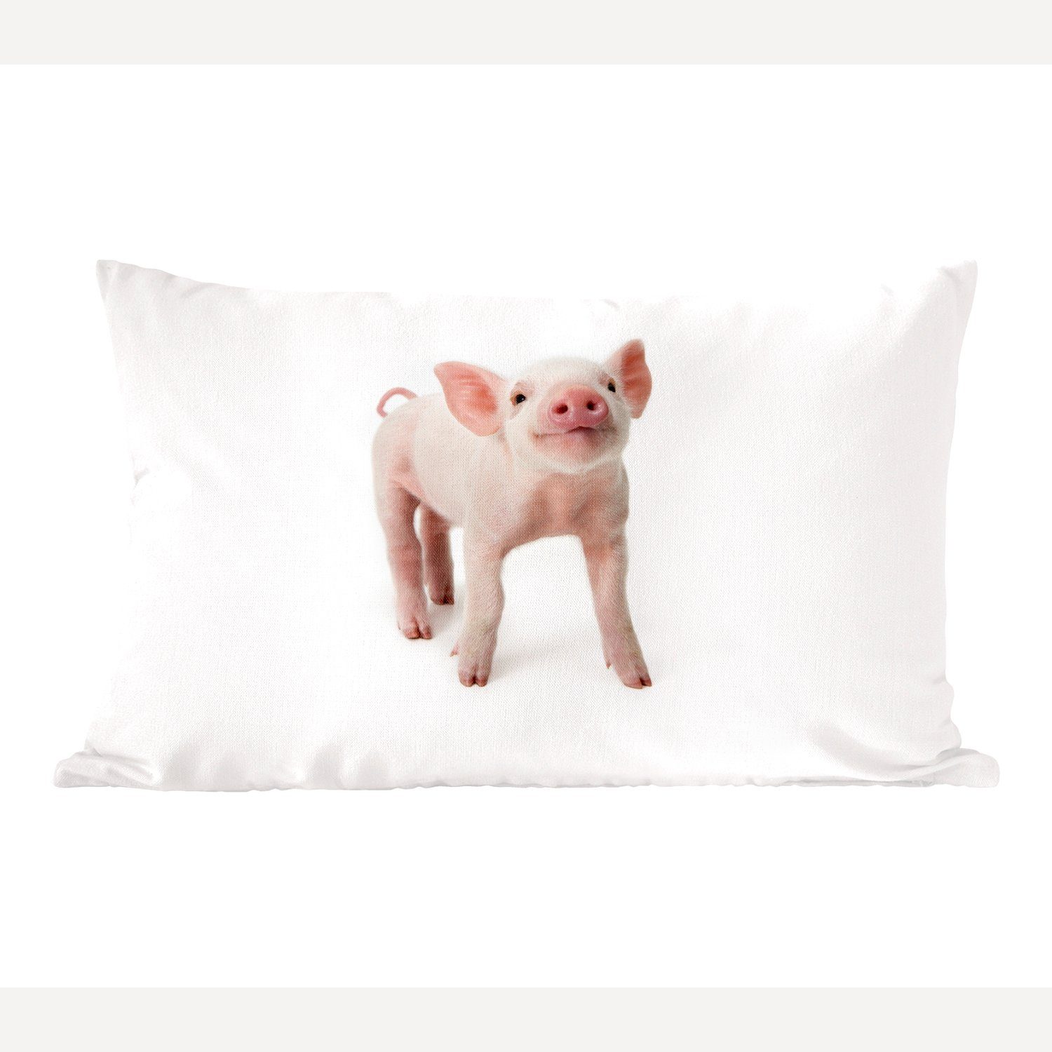 MuchoWow Dekokissen Schwein - Tiere - Weiß, Wohzimmer Dekoration, Zierkissen, Dekokissen mit Füllung, Schlafzimmer