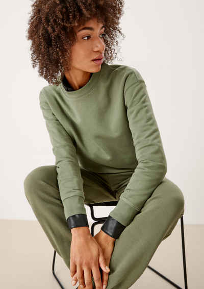 QS Sweatshirt Sweatshirt mit Crew Neck Rippblende